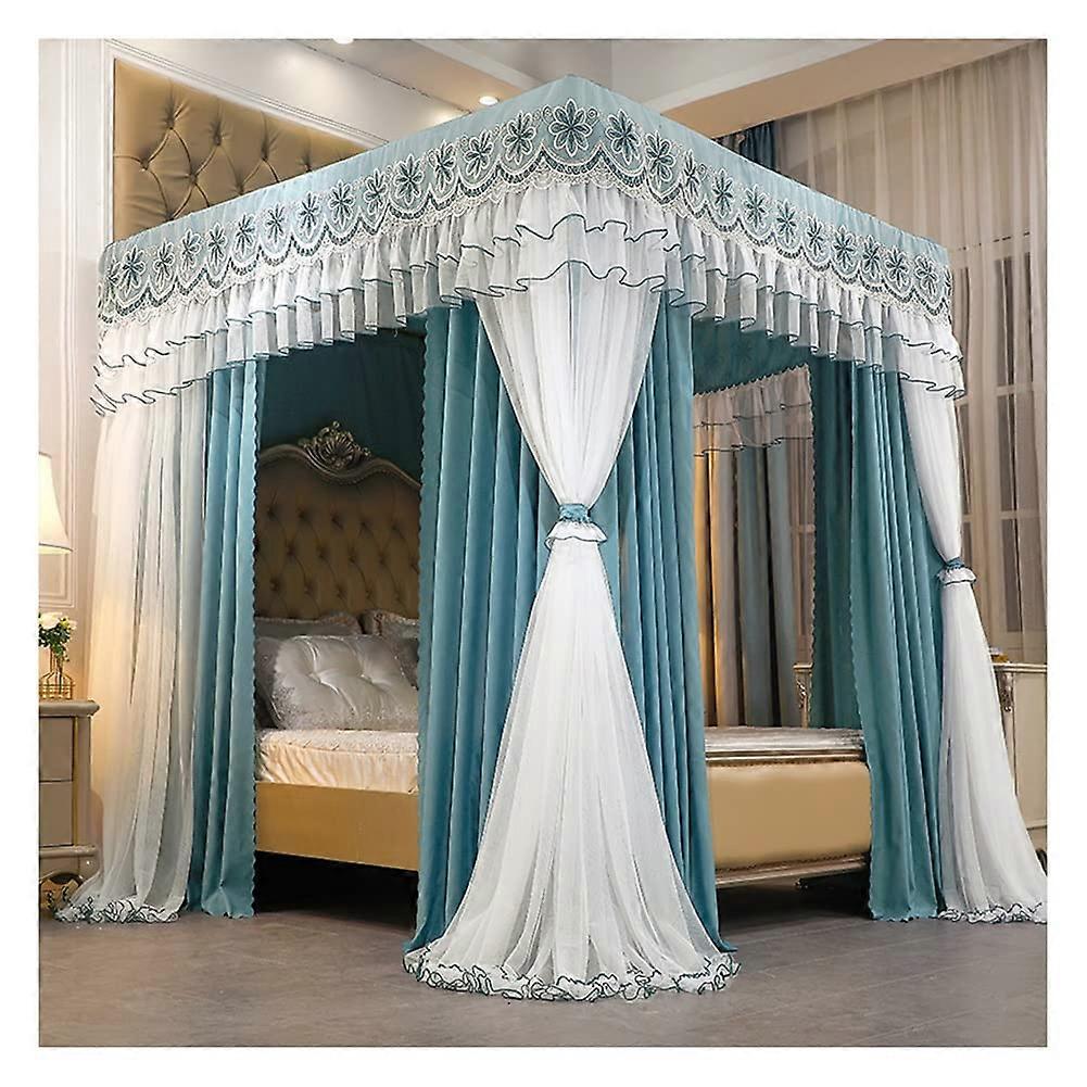 Europeanstyle canopy bed, luxurious doublerod curtains, fourseason canopy for 1.5m/1.8m/2m beds, 360° protection, dustproof, 12 colors.