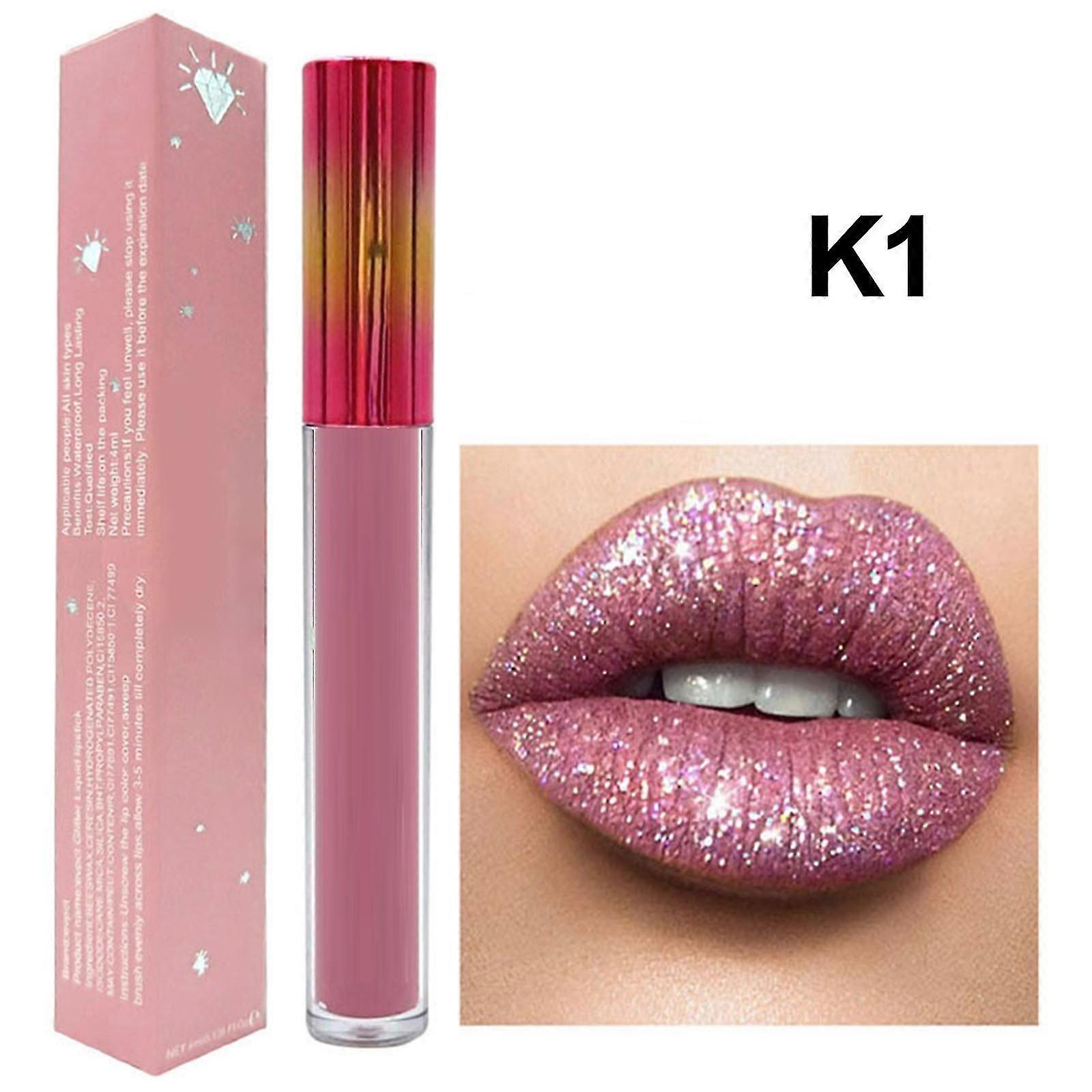 ダイヤモンドリップスティックシャイニーロングラスティングリキッドリップスティック、べたつかない、女性のための防水リップスティックリップグロス