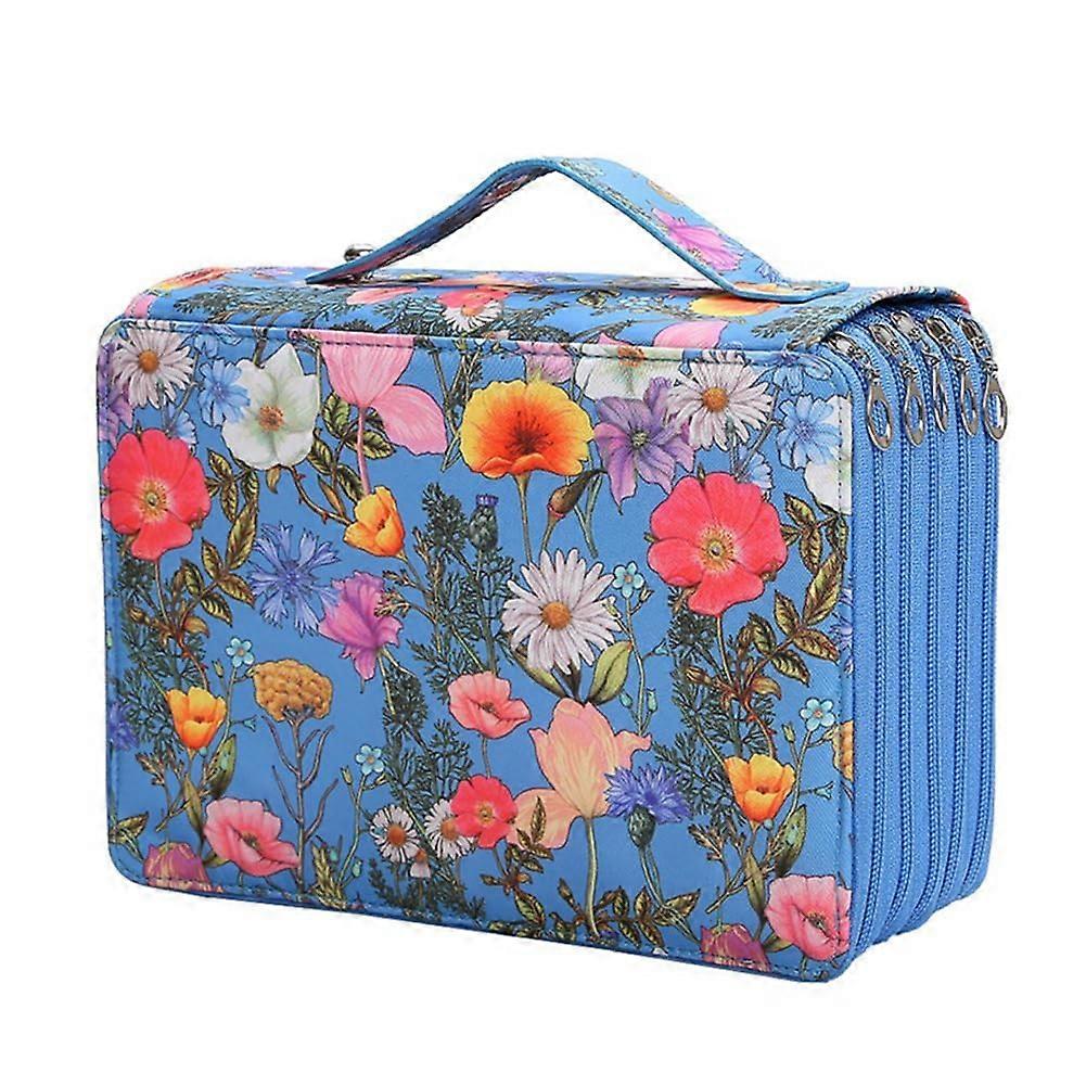 250Color Pencil Organizer with 5Layer Zipper Pencil Storage Bag with Large Capacity for Students, Artists, Blue