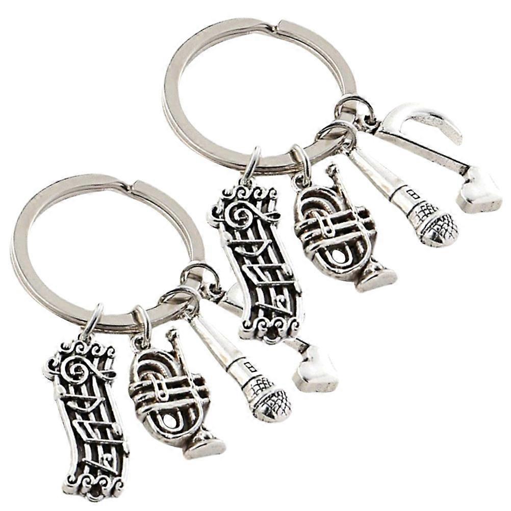 Musical Key Chain Note Microphone Trumpet Style for Decor 2Pcs