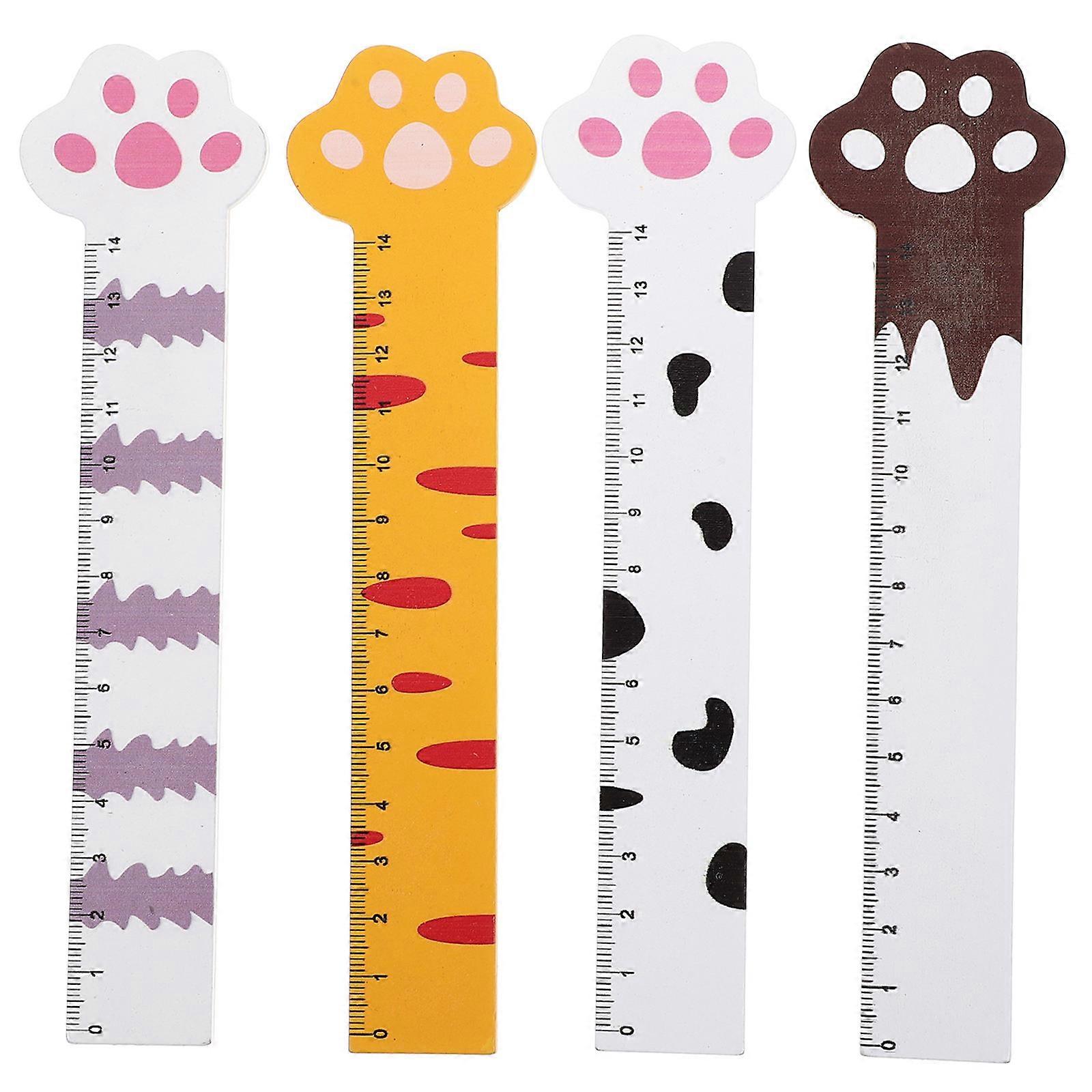 Reading Bookmarks Wood Material Students Bookmark Double Sided Pattern 4Pcs