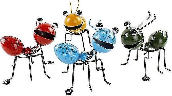 4 قطع معدنية النمل الديكور جدار النمل لطيف والملون الحشرات حديقة النمل ديكور للحديقة والعشب وديكور حائط المنزل