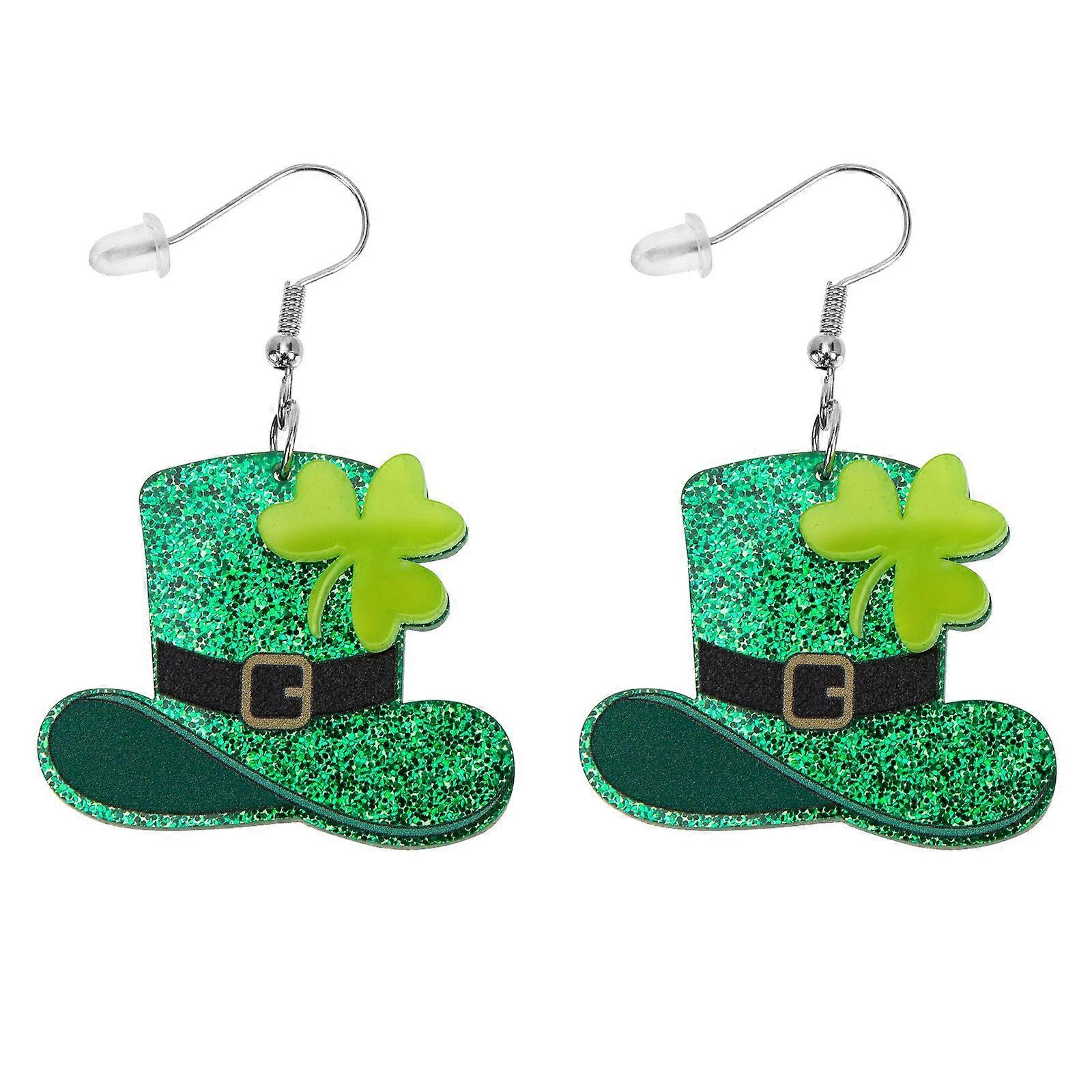 1 Pair St Patrick Earrings Dangle Earrings Magical Hat Clover Earrings