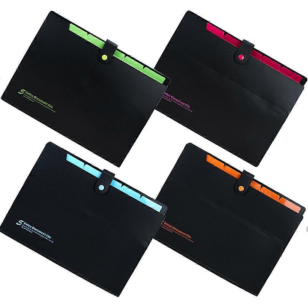 4pcs Accordion File Folder Organizer with Buckle Closure – Multi Pocket Expanding Document Storage for Office, School, Home Use