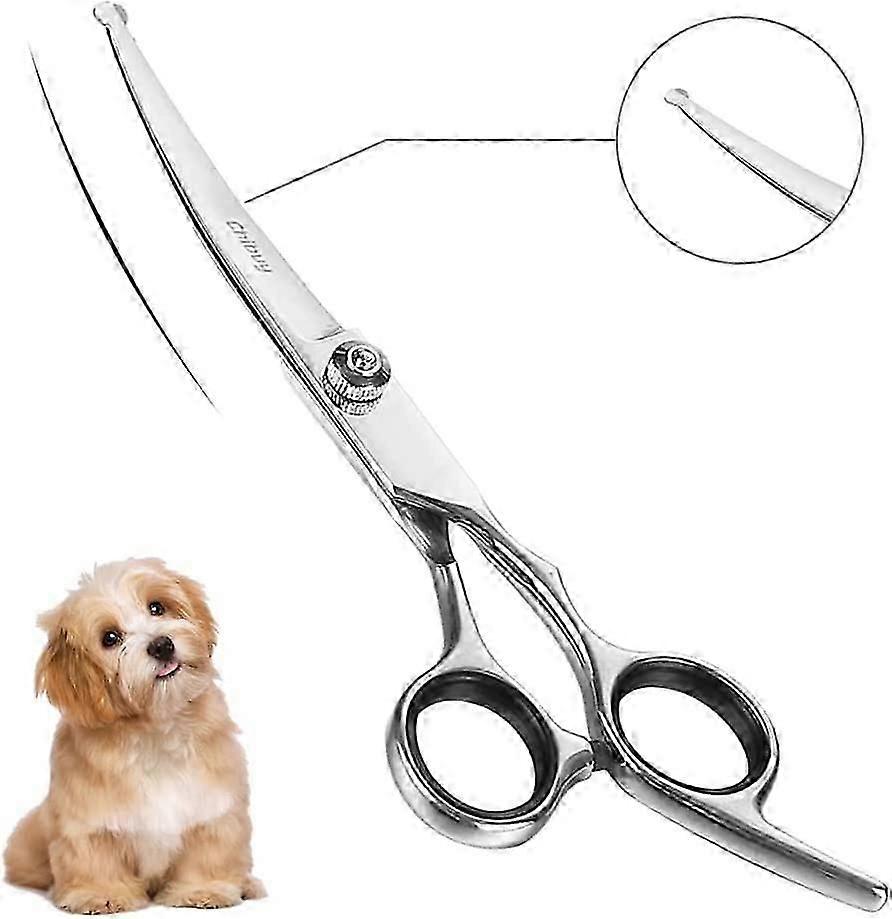 Yuvarlak Uçlu Kavisli Köpek Bakım Makası, Köpekler ve Kediler için Pet Kavisli Makas