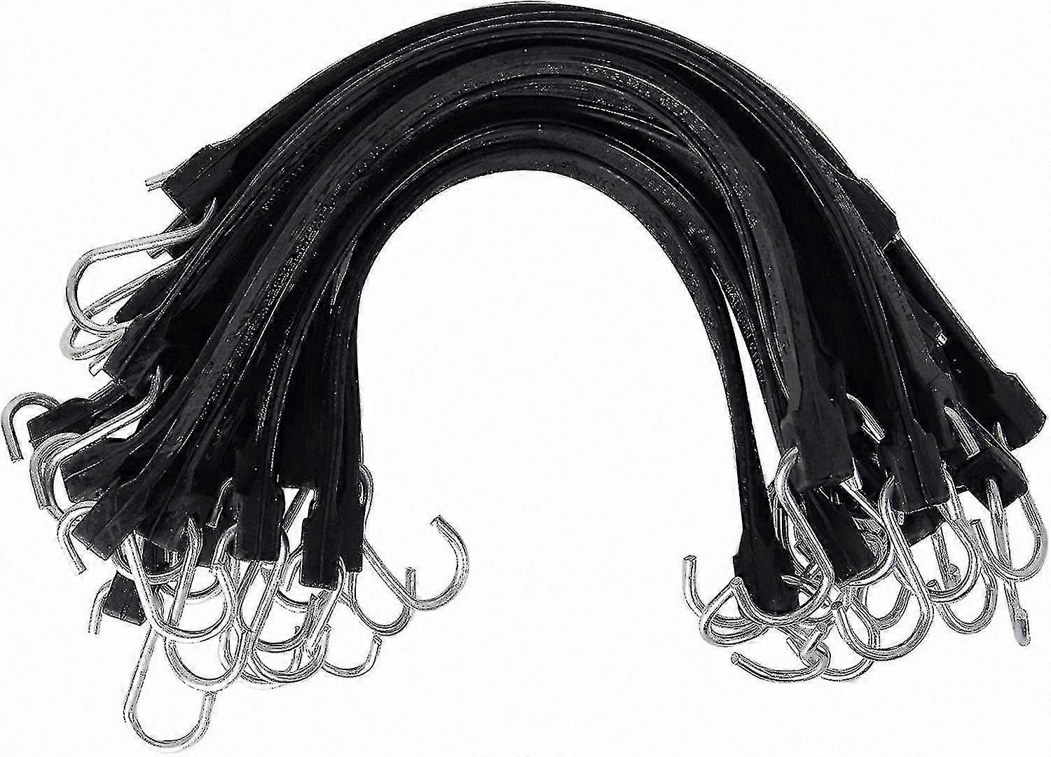 20-Pack Adjustable Elastic Cords, 15ft Durable EPDM Bungee Straps with Hooks, Perfect for Tarpaulins and Canvas Securing Solutions