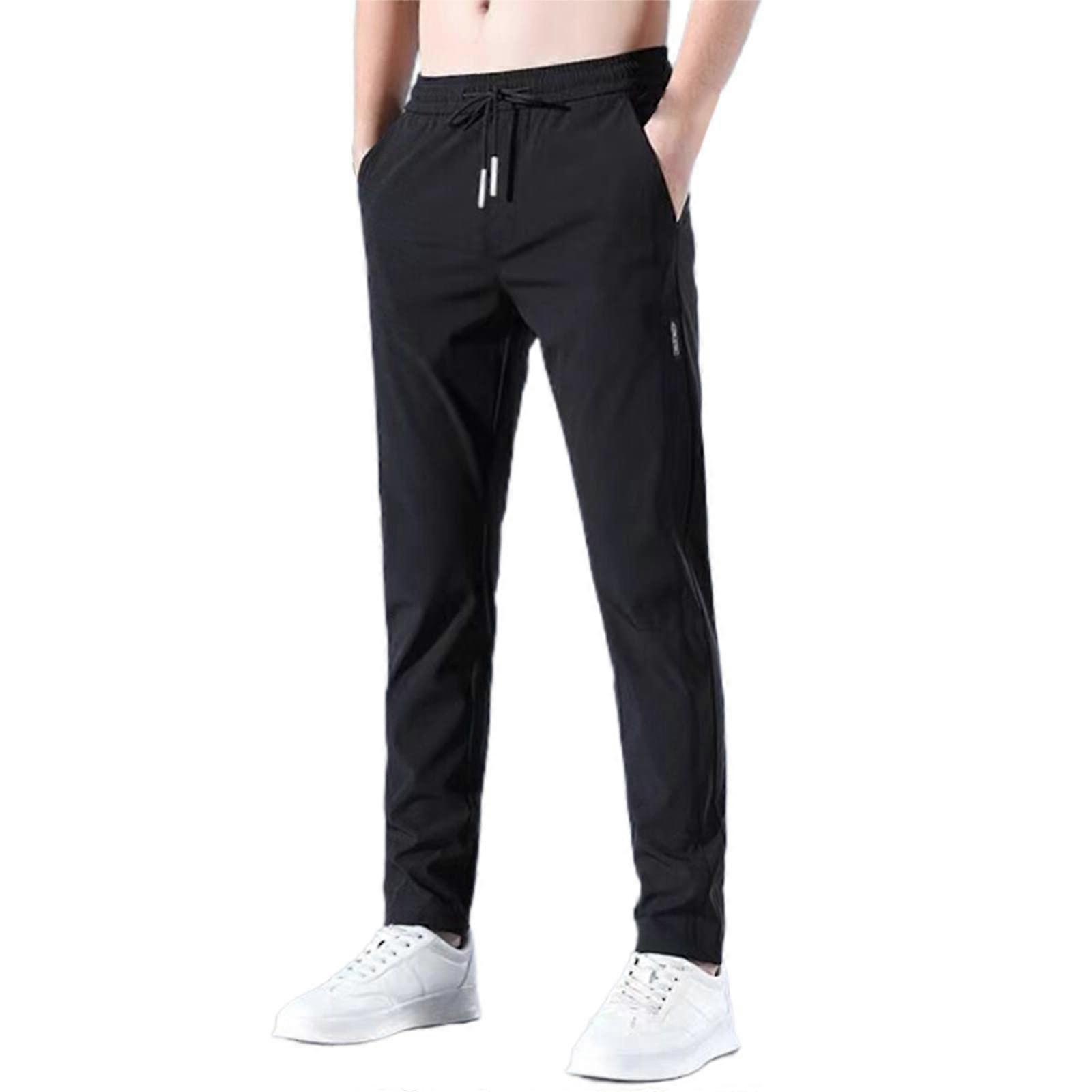 Jogging Bottoms Men's Long Lightweight Quick-Drying Trousers Elastic Drawstring Schwarz XL Year-Round Relaxed Fit