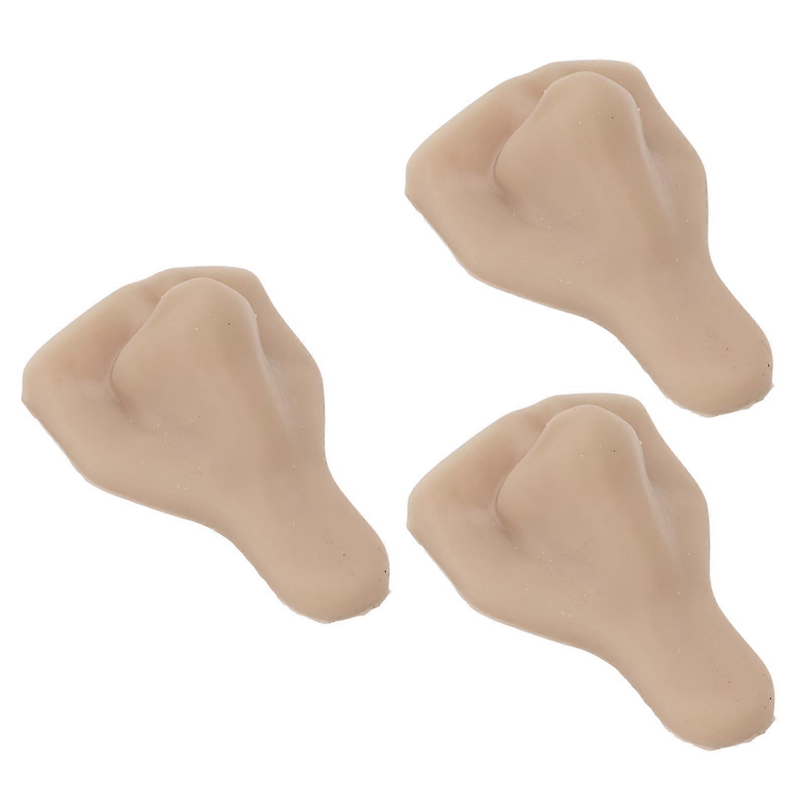 3PCS Silicone Nose Model Soft Flexible Reusable Simulation 3D Silicone Nose Model for Practice Teaching Dark Fleshcolor