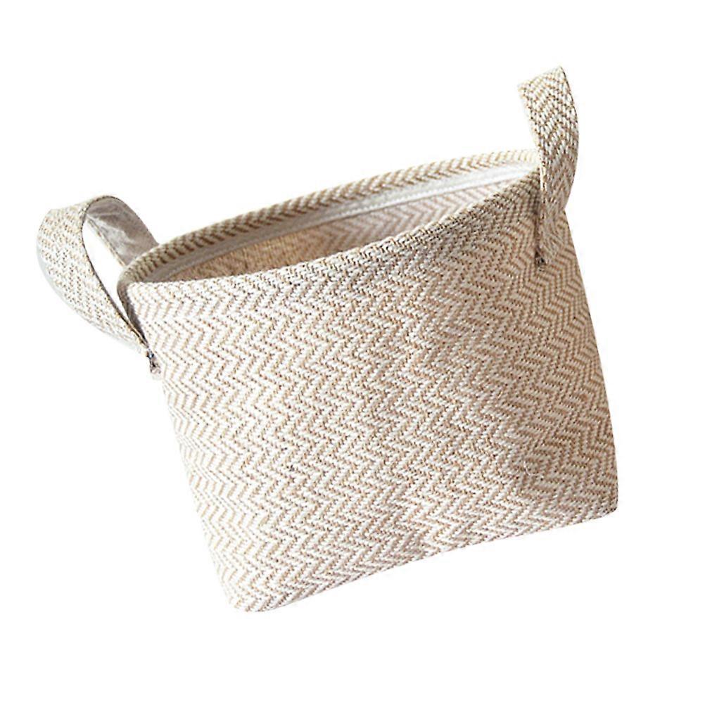 Storage Basket Fabric Round Bin Materials Office Use Rectangular Shape Hemp Spinning 1Set