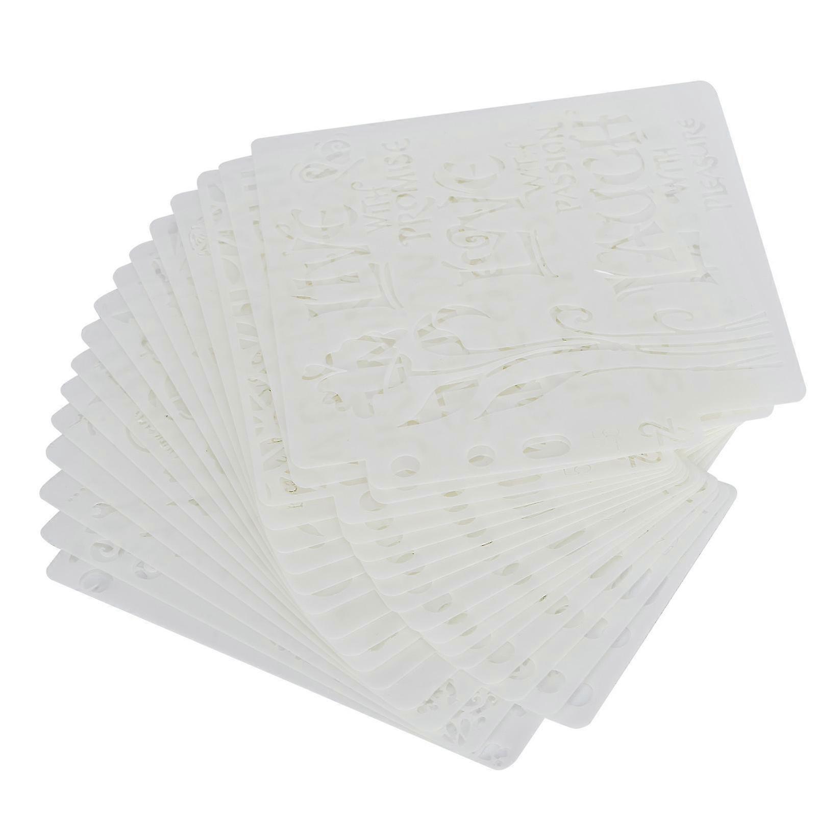 16Pcs Decorative Card with Hollow Stippling Drawing Mouldboard Letter Pattern Template