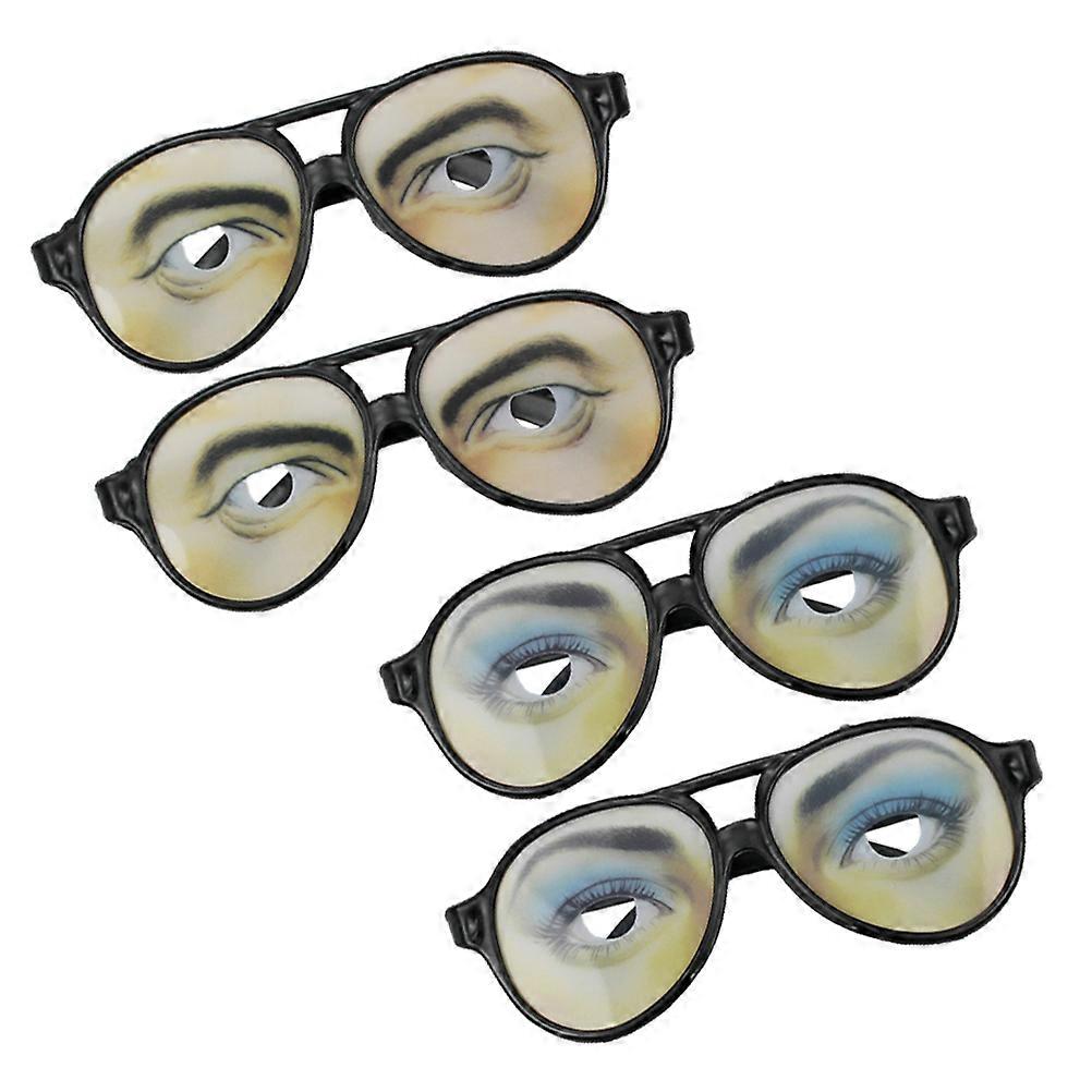 Assorted Glasses Imitation Eyes Round Shape 16X14.5X5.5CM Fun Photo Props 4Pcs