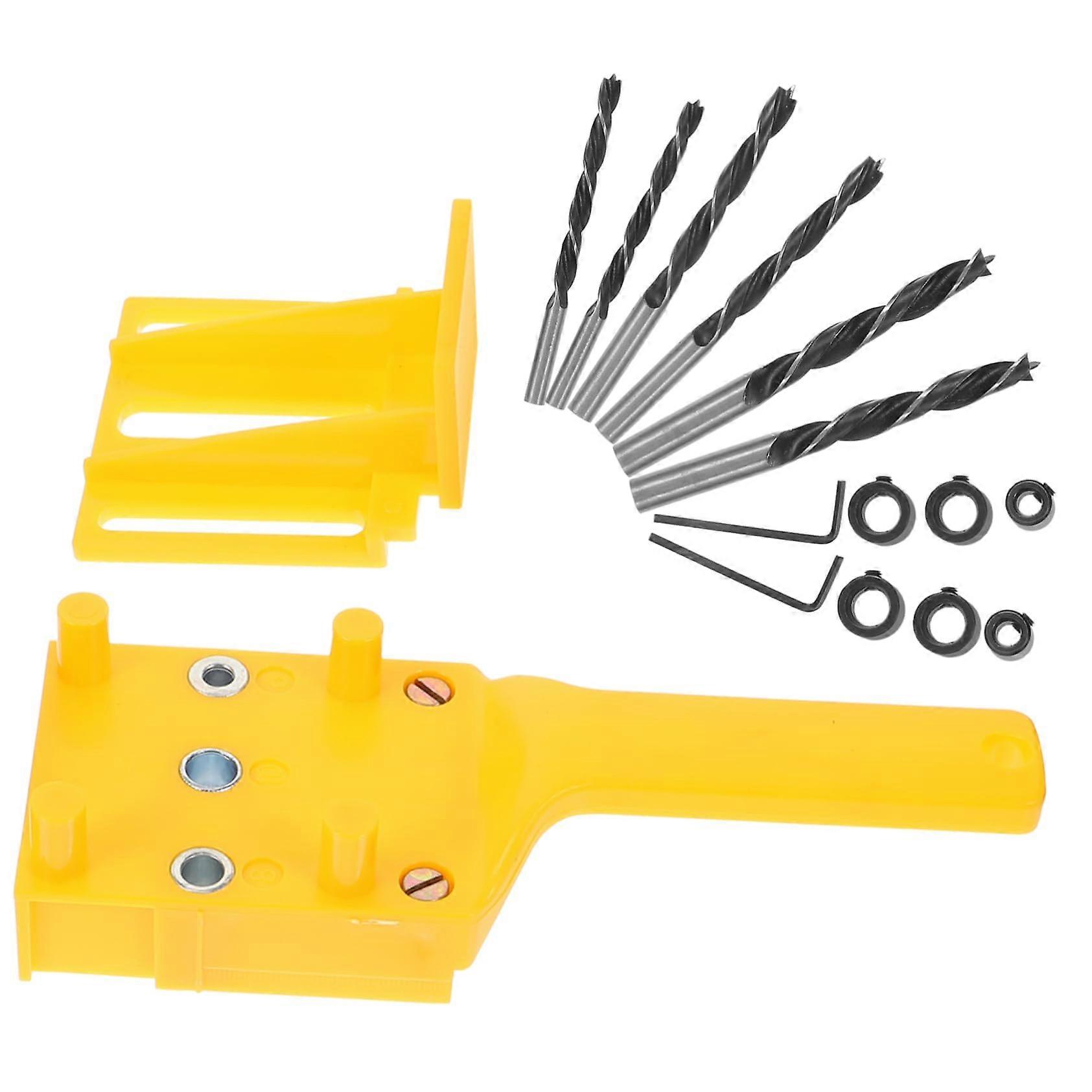 Self Centering Drill Bit Set with Locator Stand and Clamp for Woodworking and Straight Hole Drilling