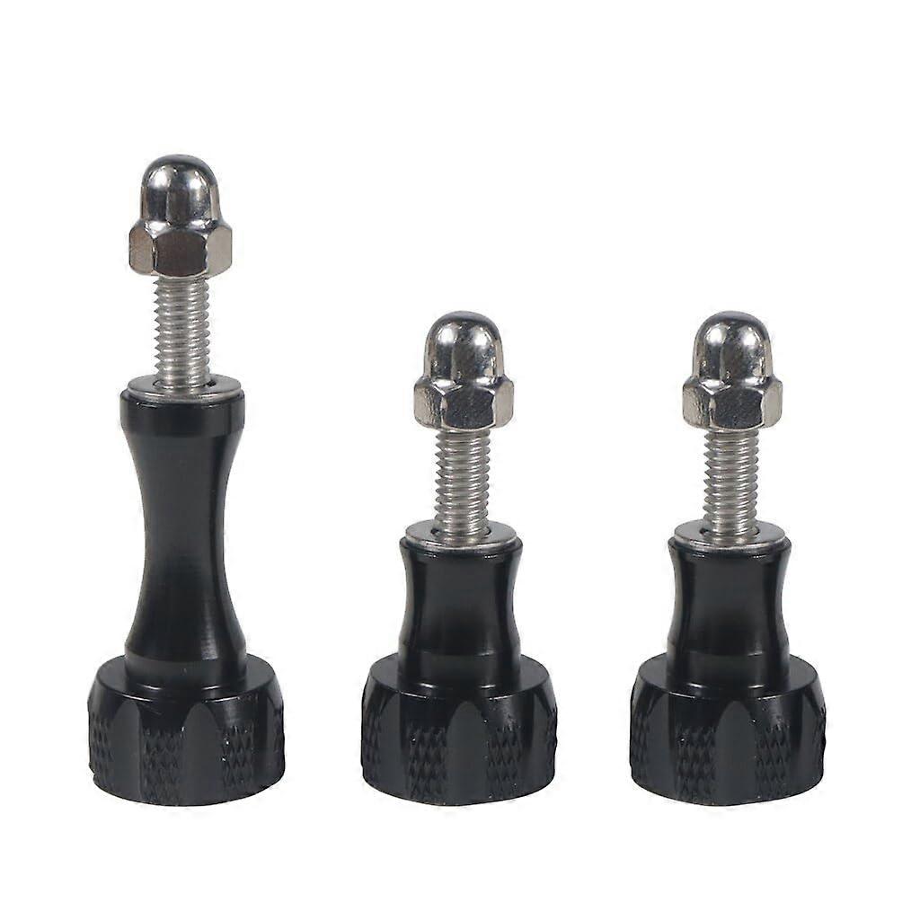 CNC Aluminum Long Short Thumb 3pcs Knob Bolt Adapter Screws Compatible with GoPro Hero 8 7 6 5 4 Connector (Black)