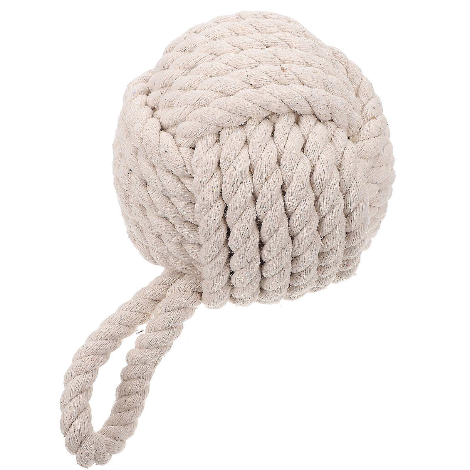 Cotton Linen Thread Doorstop Ball for Home Use Beige Color Lovely Design Portable and Practical