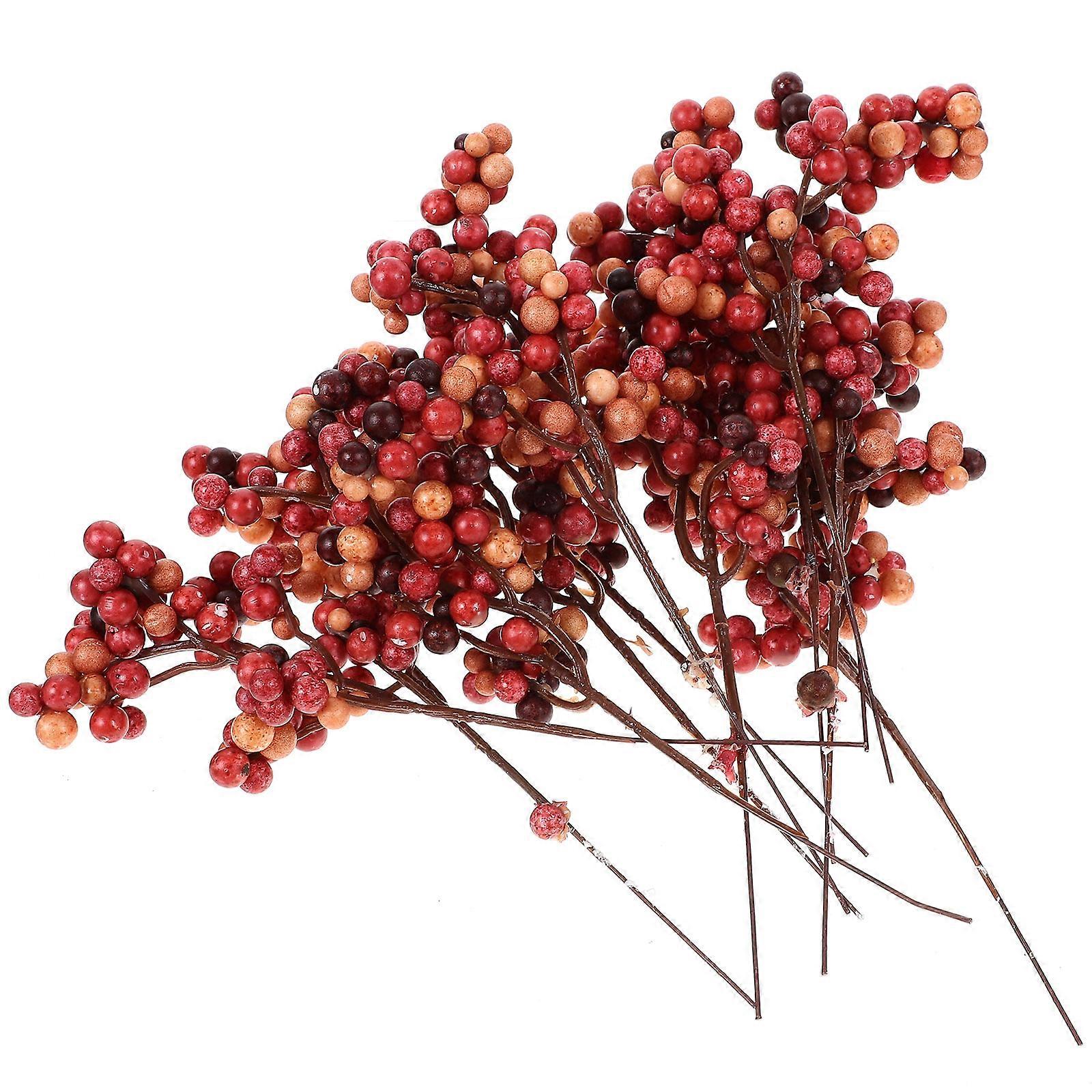 Fake Berry Branches Dark Red Flower Arrangement Decoration 12Set