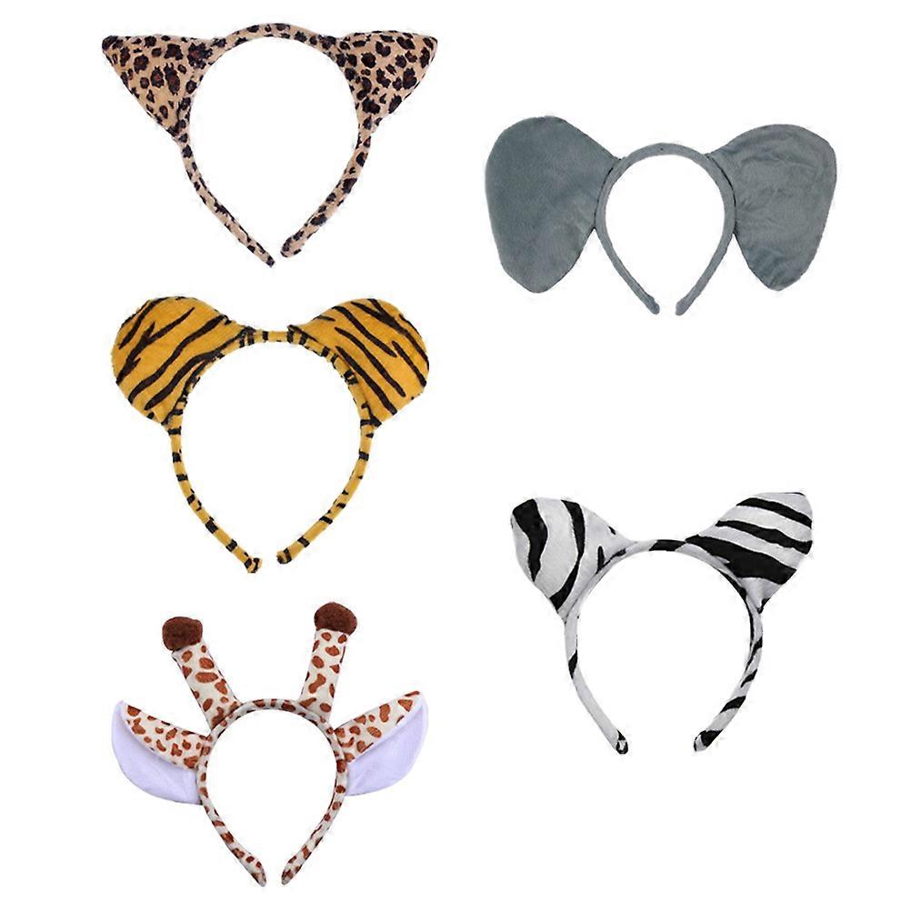 Durable Plush Animal Hairband for Party with Comfortable Short Plush Material Multi Color Fits All Ages 5 Pieces