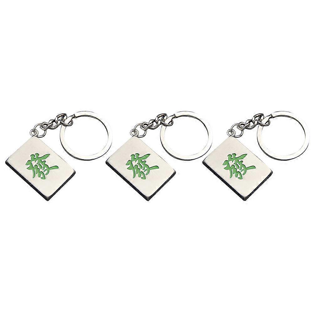 Mahjong Fortune Keychain in Green Color Made of Zinc Alloy for Decoration Stylish and Durable 3 Pieces