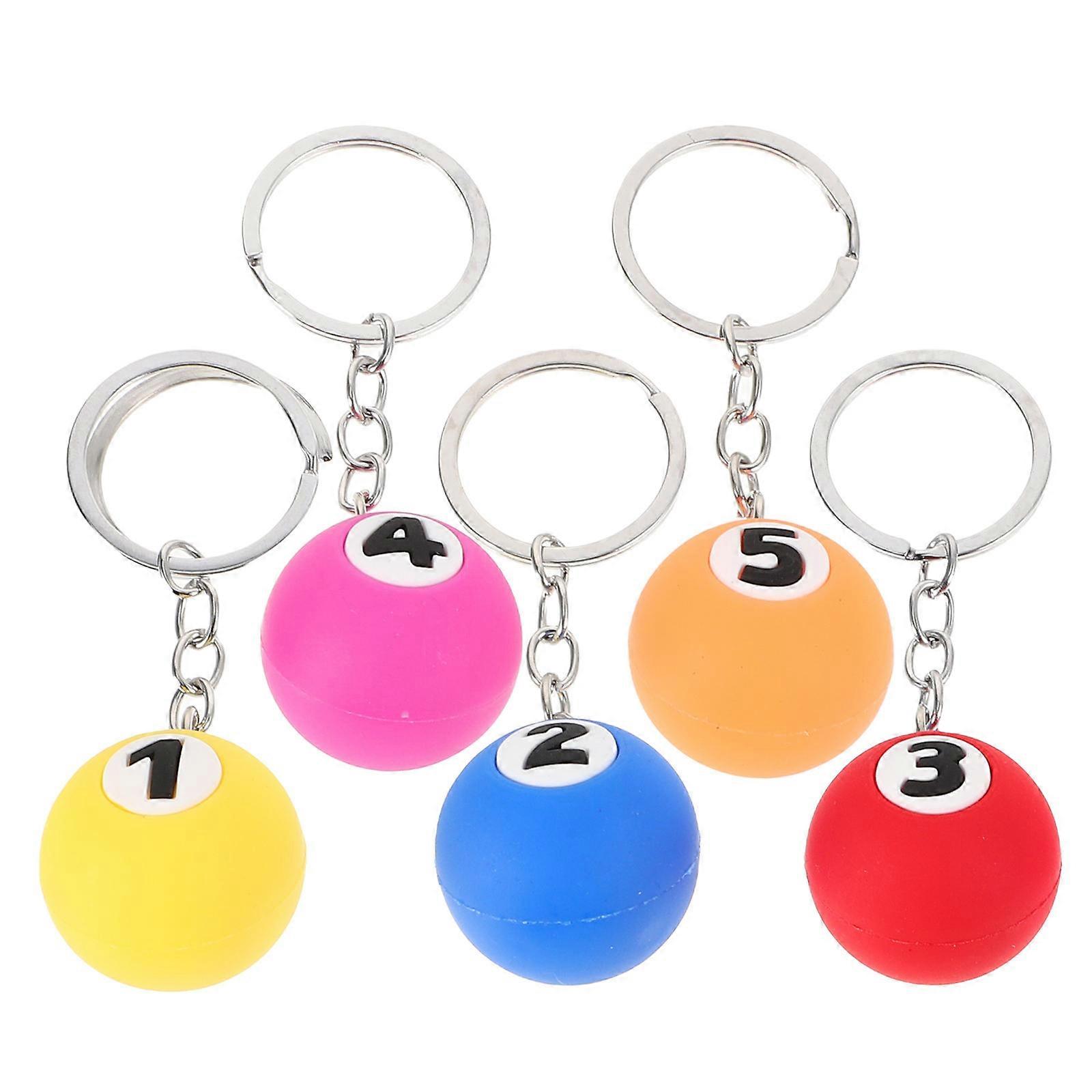 Creative Pool Ball Keychain for Decor Made of PVC and Metal 15 Billiard Ball Size