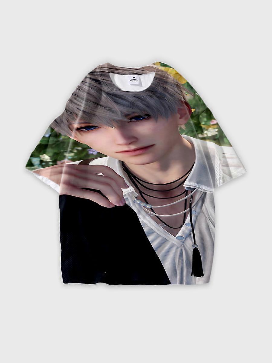 T-shirt round neck Role Pattern loose short sleeve E2111