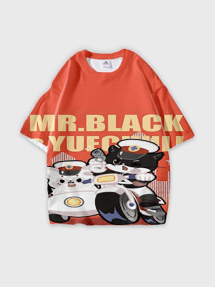 T-shirt round neck Cartoon Pattern loose short sleeve C1949