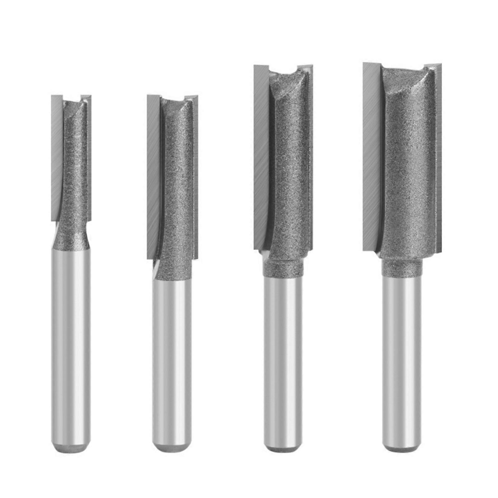 Pack Of 4 Double Flutes Straight Router Bit 1/4In Shank Carbides Tipped Straight Cut Router Bit For Woodworking Cabinetry Multicolor