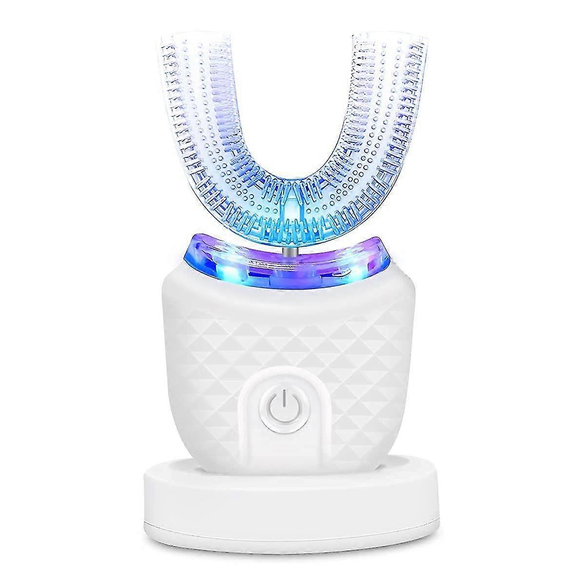 Ultrasonic Electric Toothbrush U Shaped Automatic Toothbrush For Adults 360 Whole Mouth Toothbrush Gift For Family Friend White