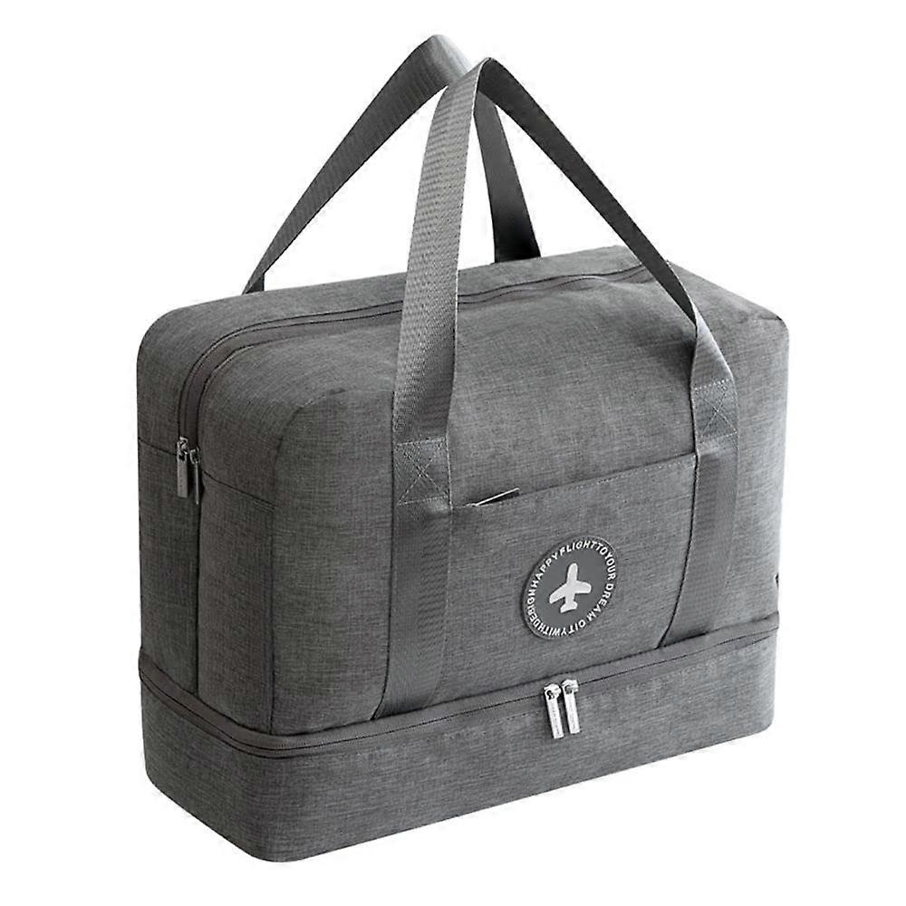 Foldable Travel Bag with Wet and Shoe Compartment, Lightweight Dry Wet Separation, 39*30*18cm Grey/Black