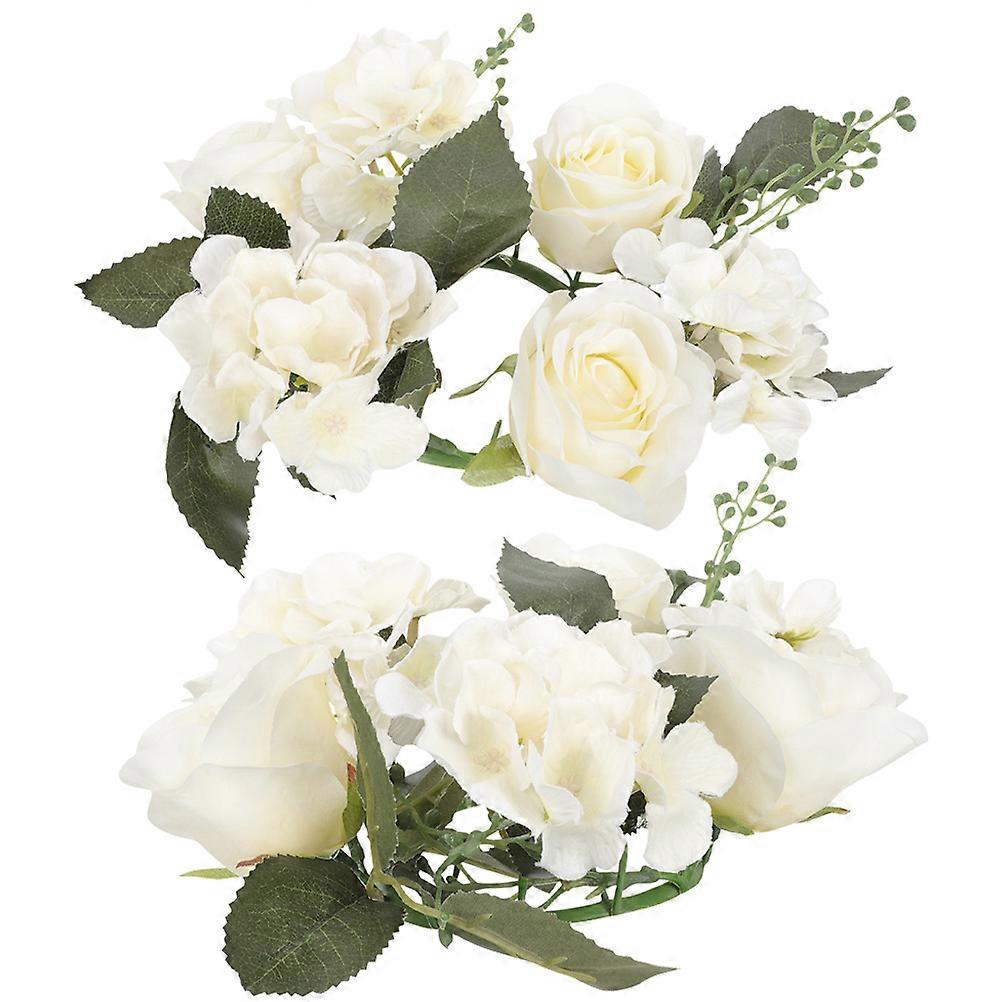 White Plastic Cloth Artificial Wreath for Candle Decoration Adds Joy Elegance to Parties 2Pcs
