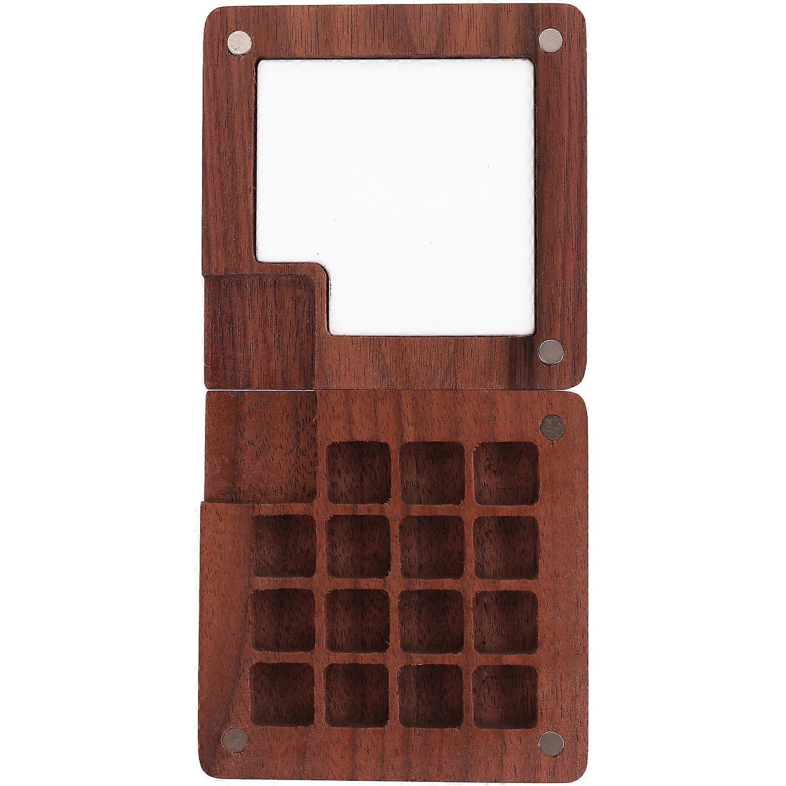 Wood Watercolor Palette with Lid for Storage Premium Plastic Paint Box Coffee Color 7.5 x 5.5 Inches