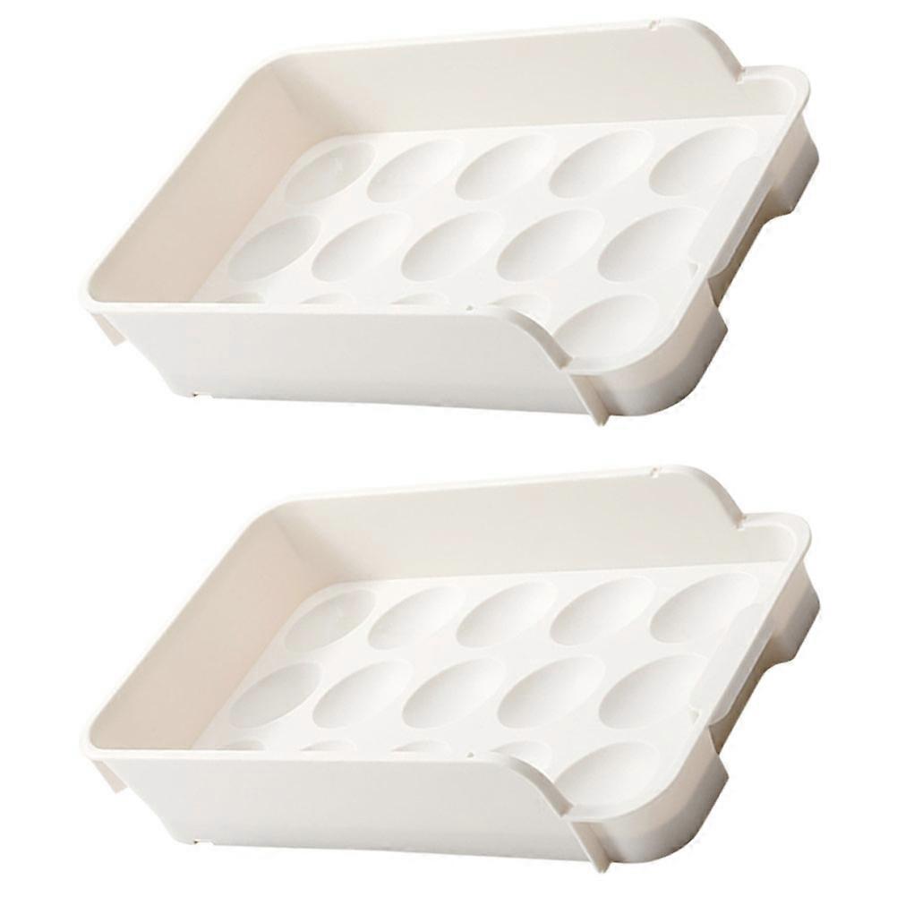 White Plastic Egg Trays for Refrigerator Storage 2 Pieces Suitable Size with Drawer Design