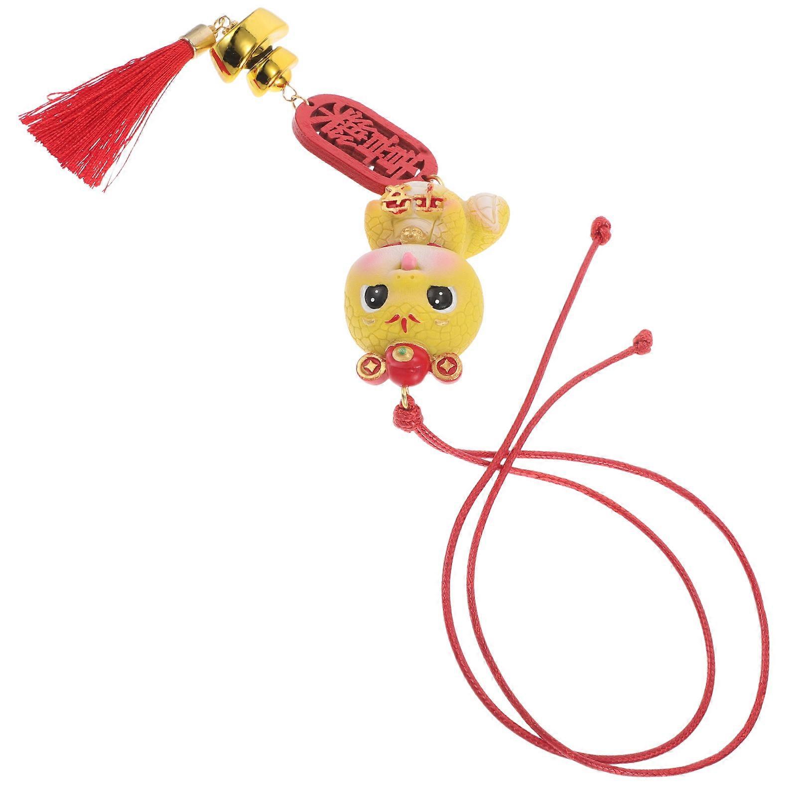 Rear View Mirror Hanging Ornament with Snake Design for Car Interior Decor Multi Color Resin and Metal 4.5 Inches
