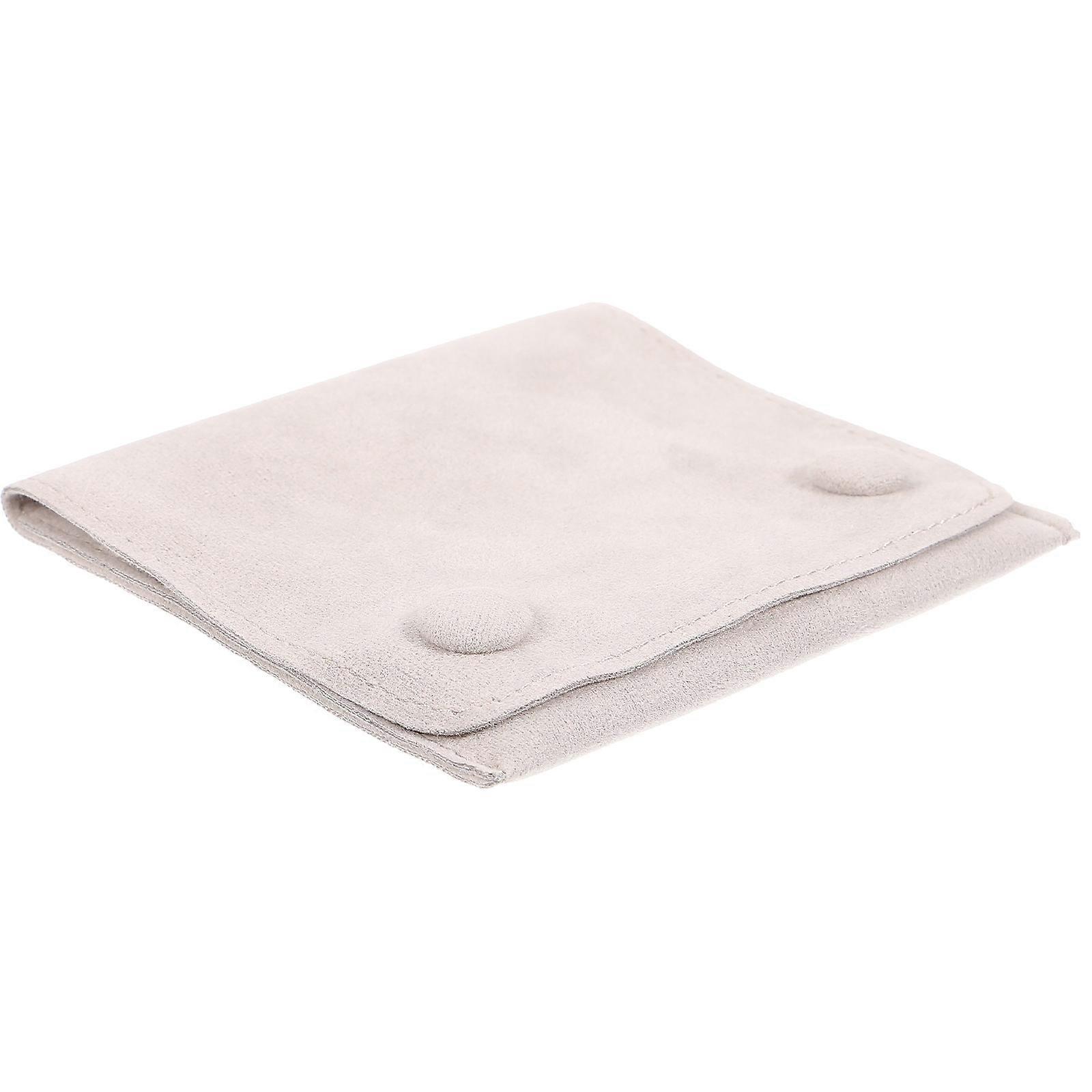 Grey Knitted Jewelry Pouch with Snap Button for Storage Suitable for Most Jewelry