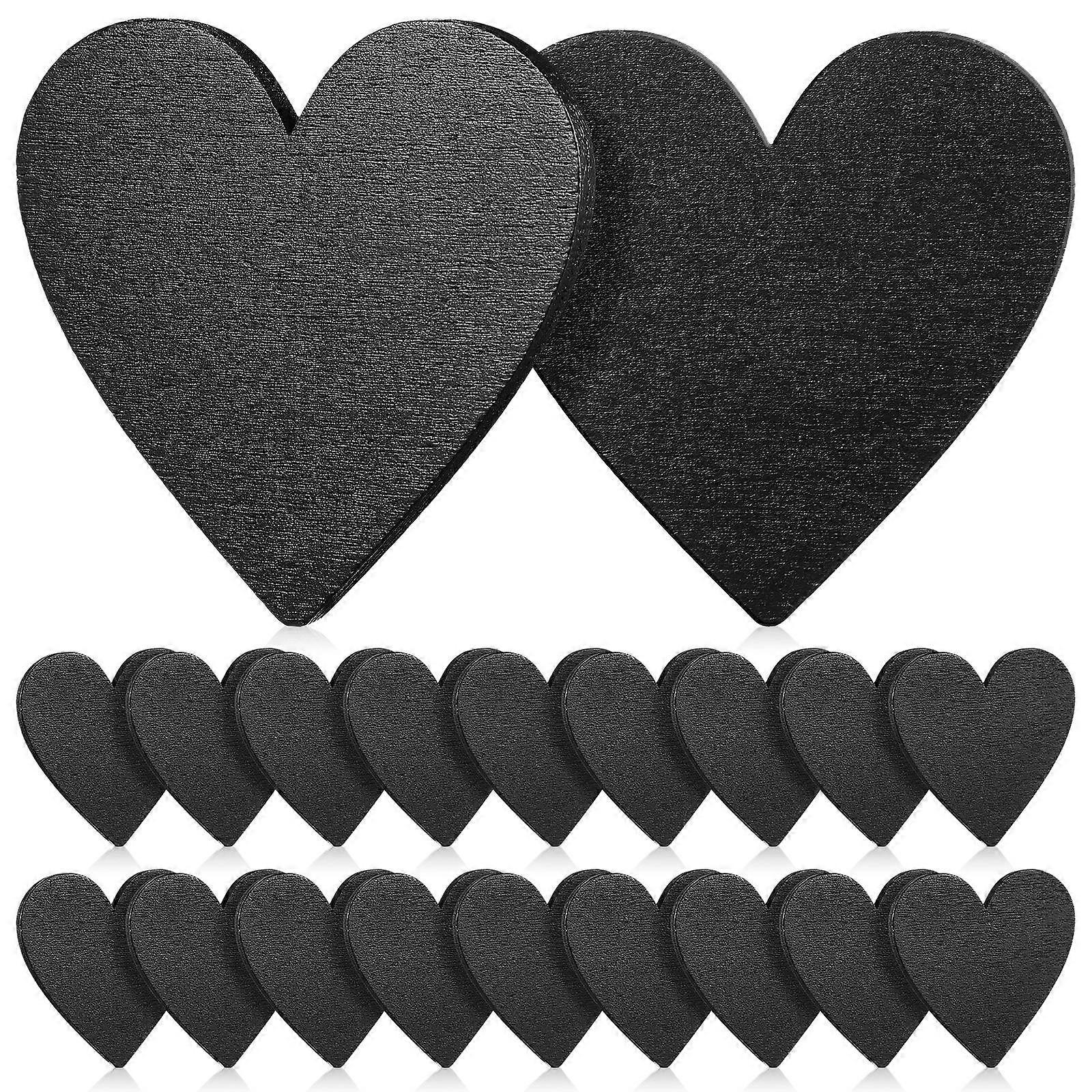 Black Wooden Hearts for Crafting Decorative Heart Shaped Wood Discs 20 Pieces Small Size