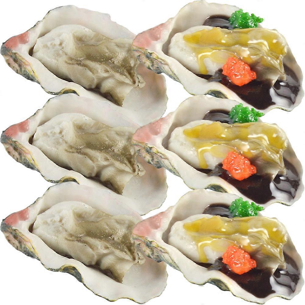 6pcs Realistic Artificial Oyster Models Miniature Seafood Decoration for Kitchen Home Display Table Settings Food Photography