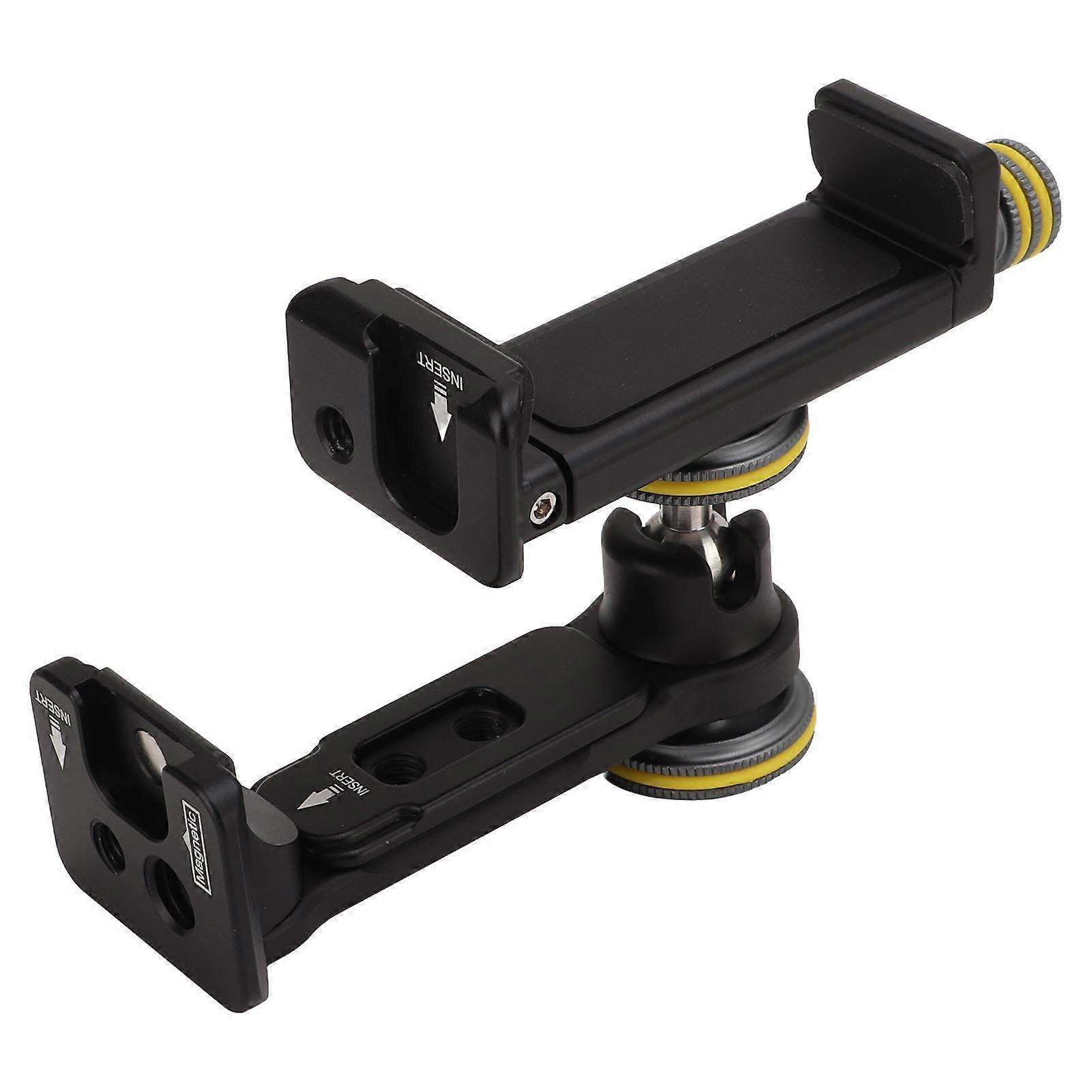 VELEDGE V3 Aluminum Alloy Universal Cell Phone Tripod Mount 360 Degree Rotating Stretchable Phone Clamp for Live Video Vlog