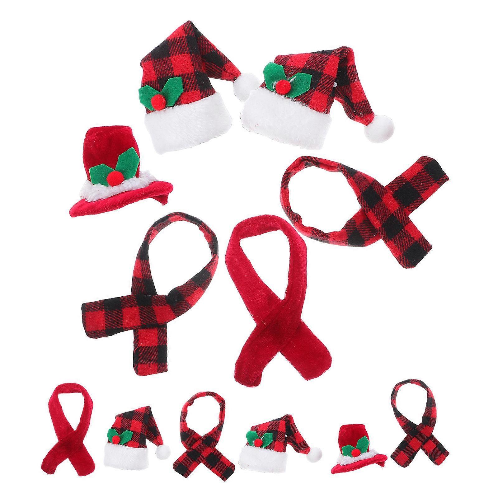 Christmas Silverware Candy Cover Mini Santa Claus Scarf Assorted Color 7.50X7.50X5.00CM Beverage Bottle Decoration 12Pack