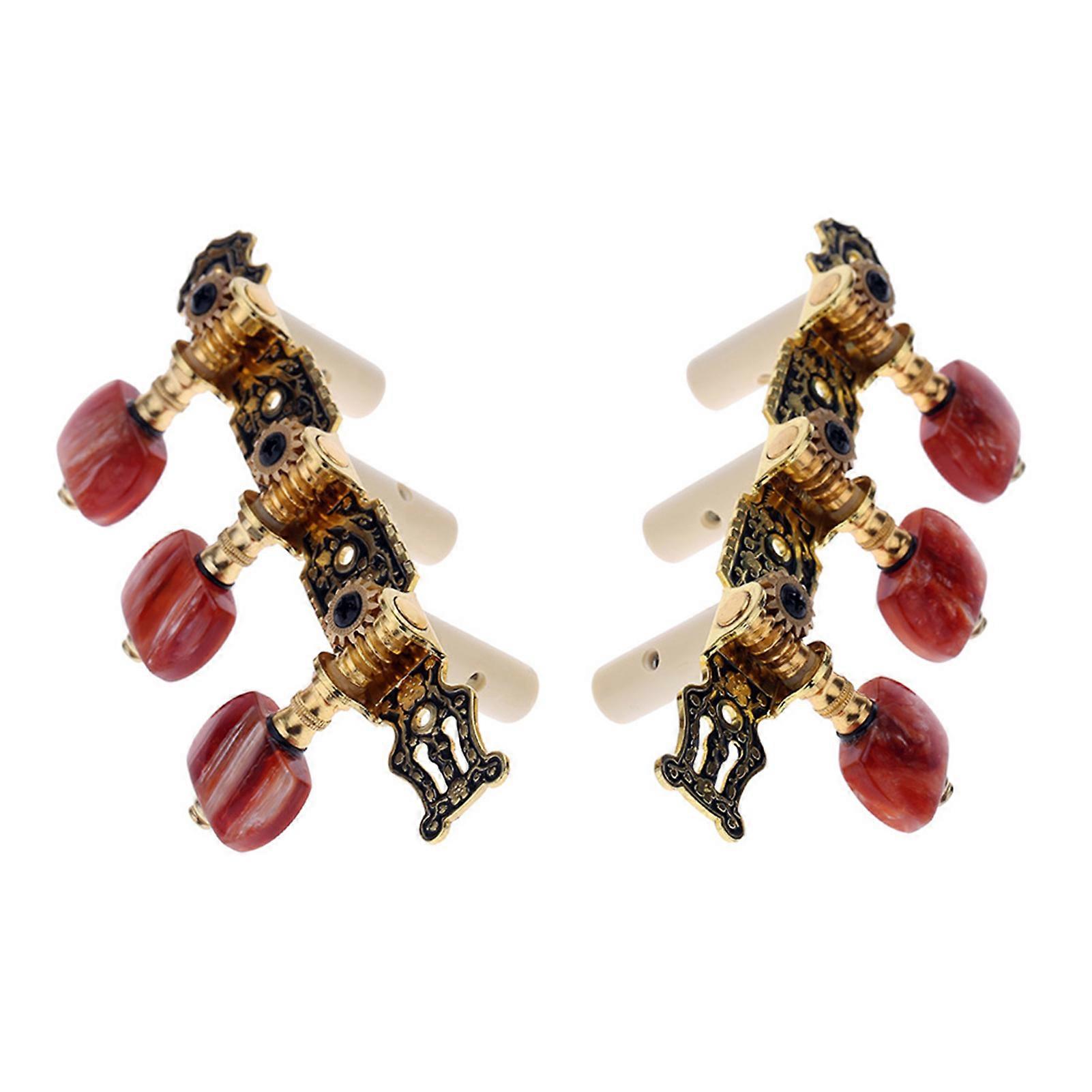 Alice AO-020HV2P 2pcs (gauche + droite) Guitare classique Tuning Key Gold / Black Plaqué Peg Tuner Machine Head (long) String Tuner