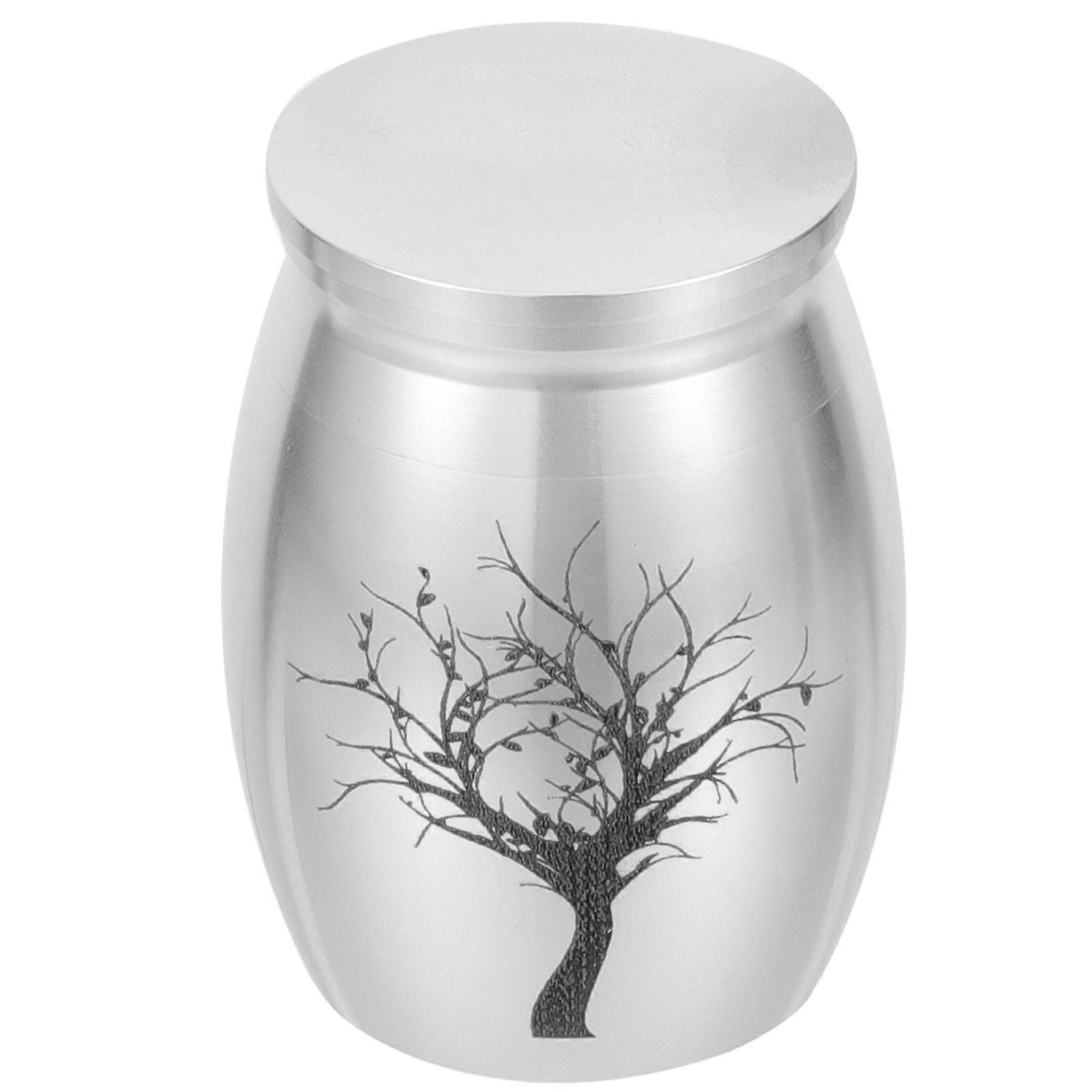Pet Memorial Urns Ash Storage Metal Urn For Dogs And Cats 4x3cm Silver Round Shape 1Set