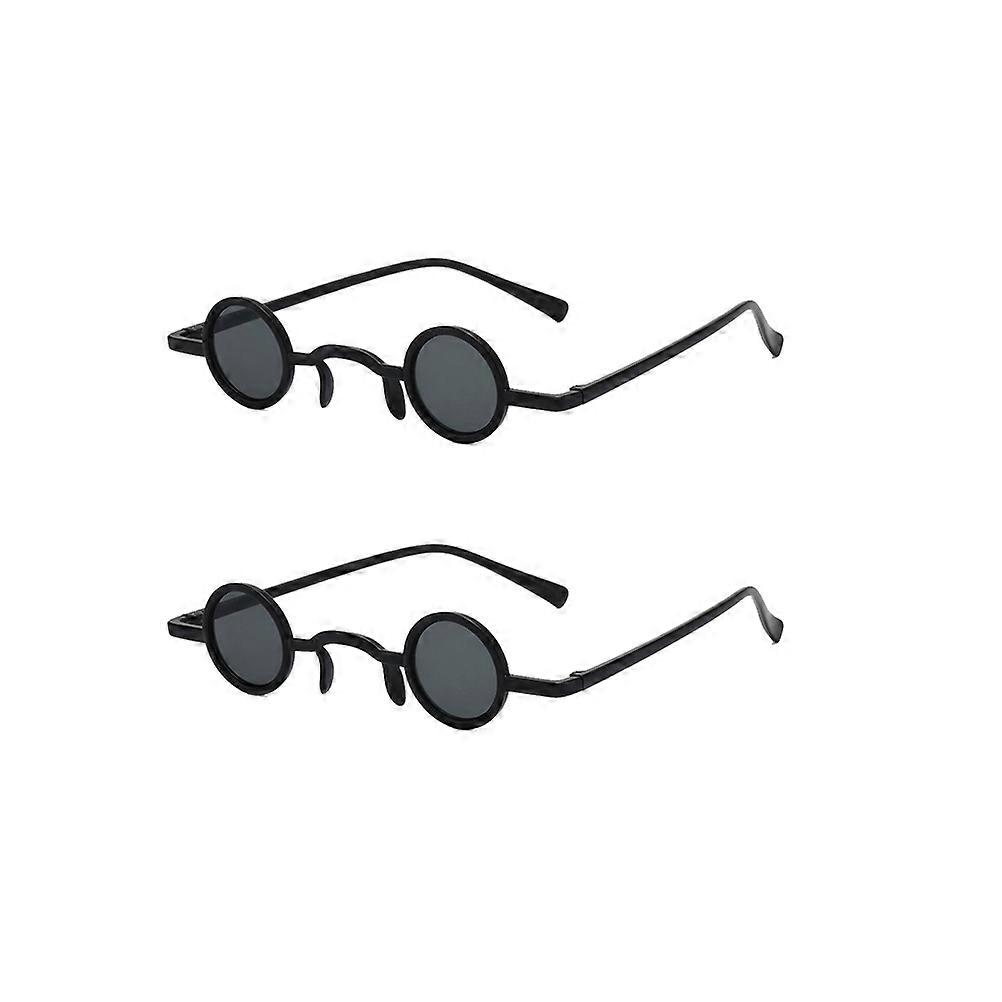 Novelty Glasses In Round Shape Black Frame With Gray Pattern Suitable For Parties And Gatherings 2Pcs