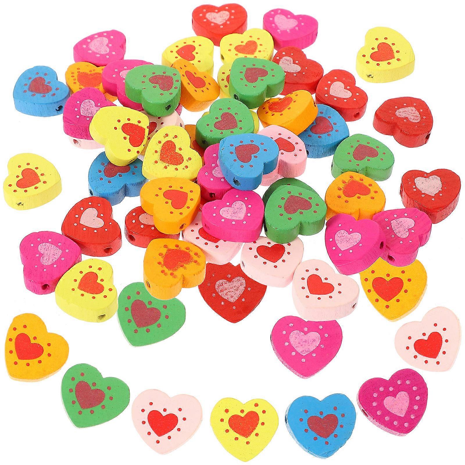 Assorted Color Heart Shaped Beads for DIY Jewelry Making with Synthetic Material 50pcs