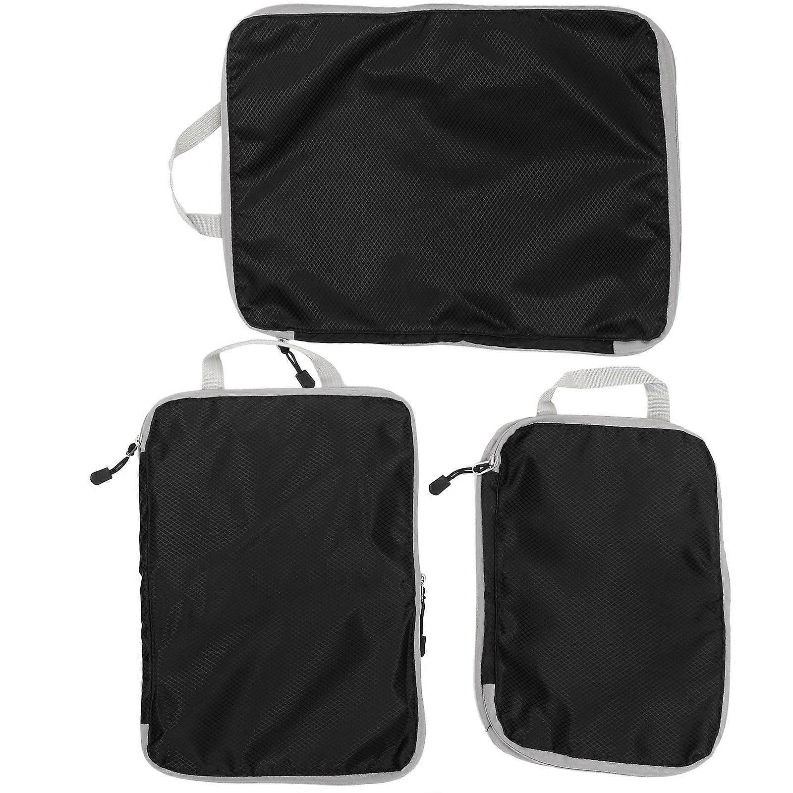 Travel Organizer Cubes for Luggage in Black Nylon Material with Durable Wear Resistance 3pcs