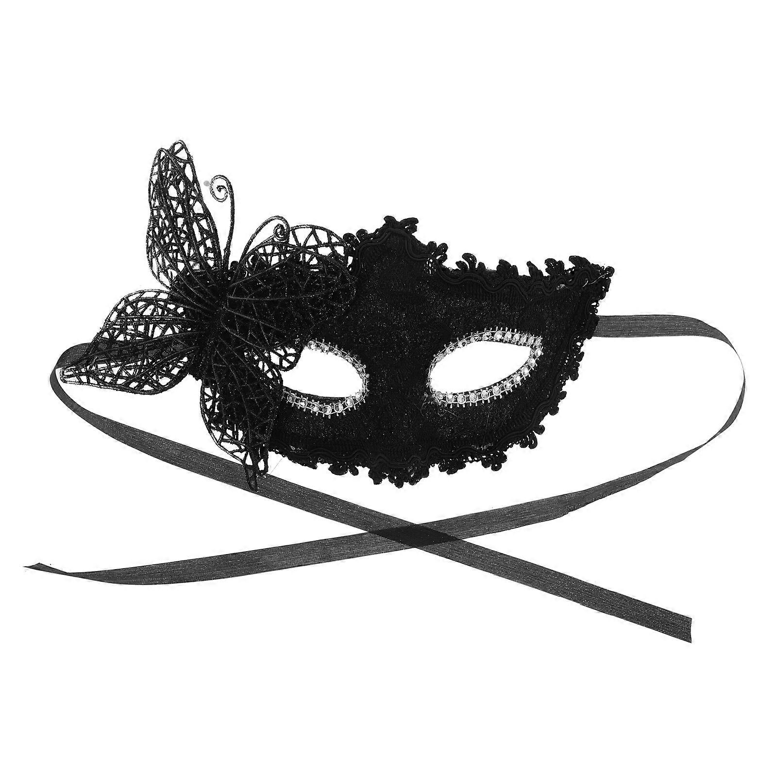 Venetian Masquerade Mask Black Half Face Mask Fabric Secure Fit for Party Use