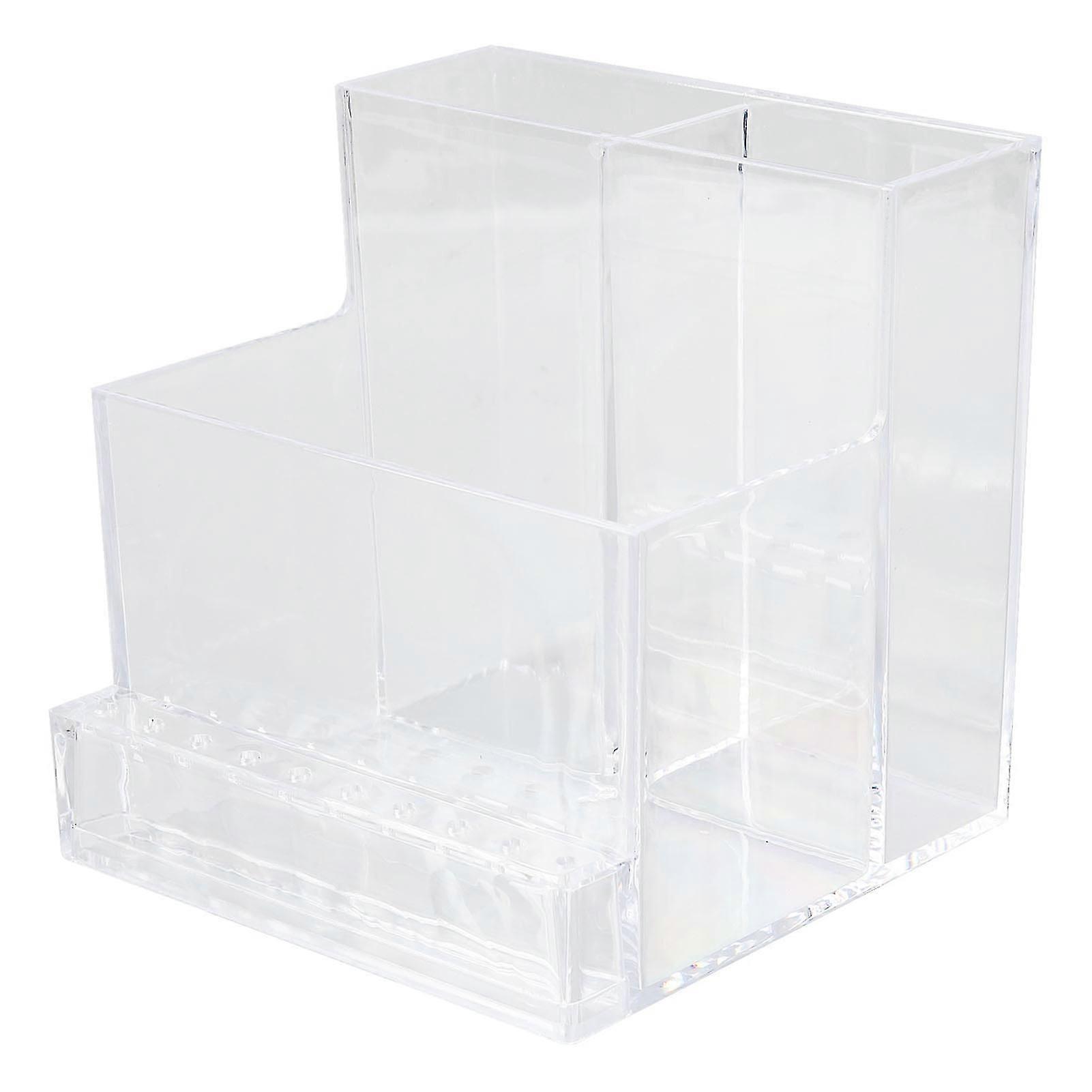 Makeup Brush Storage Box Clear Plastic Multifunctional Holder with Compartment Design
