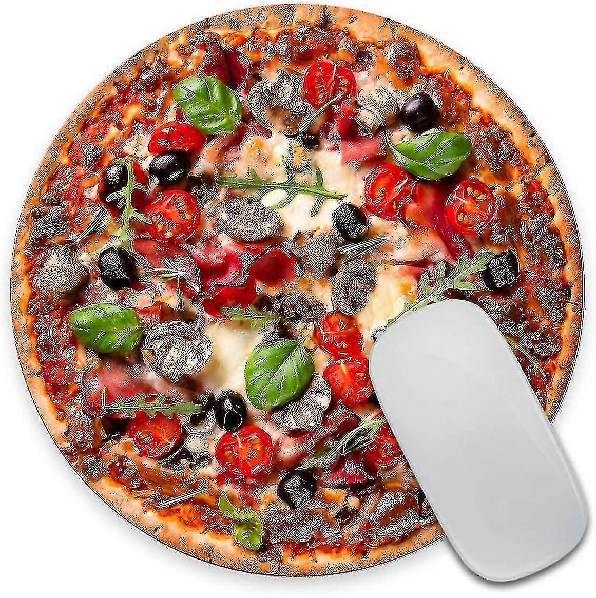 Funny Pizza Print Mouse Pad, Round Office Desk Mat