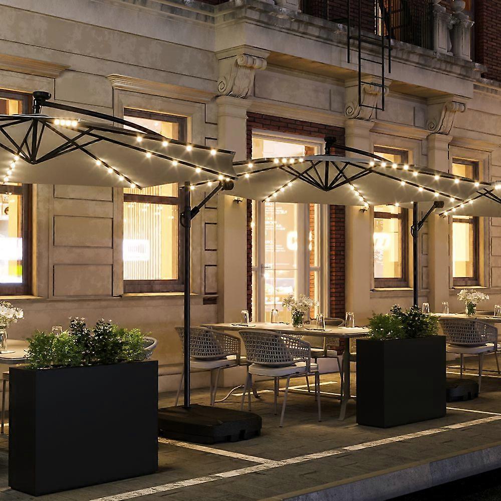 LED Cantilever Parasol 3M Umbrella with Rectangular Base