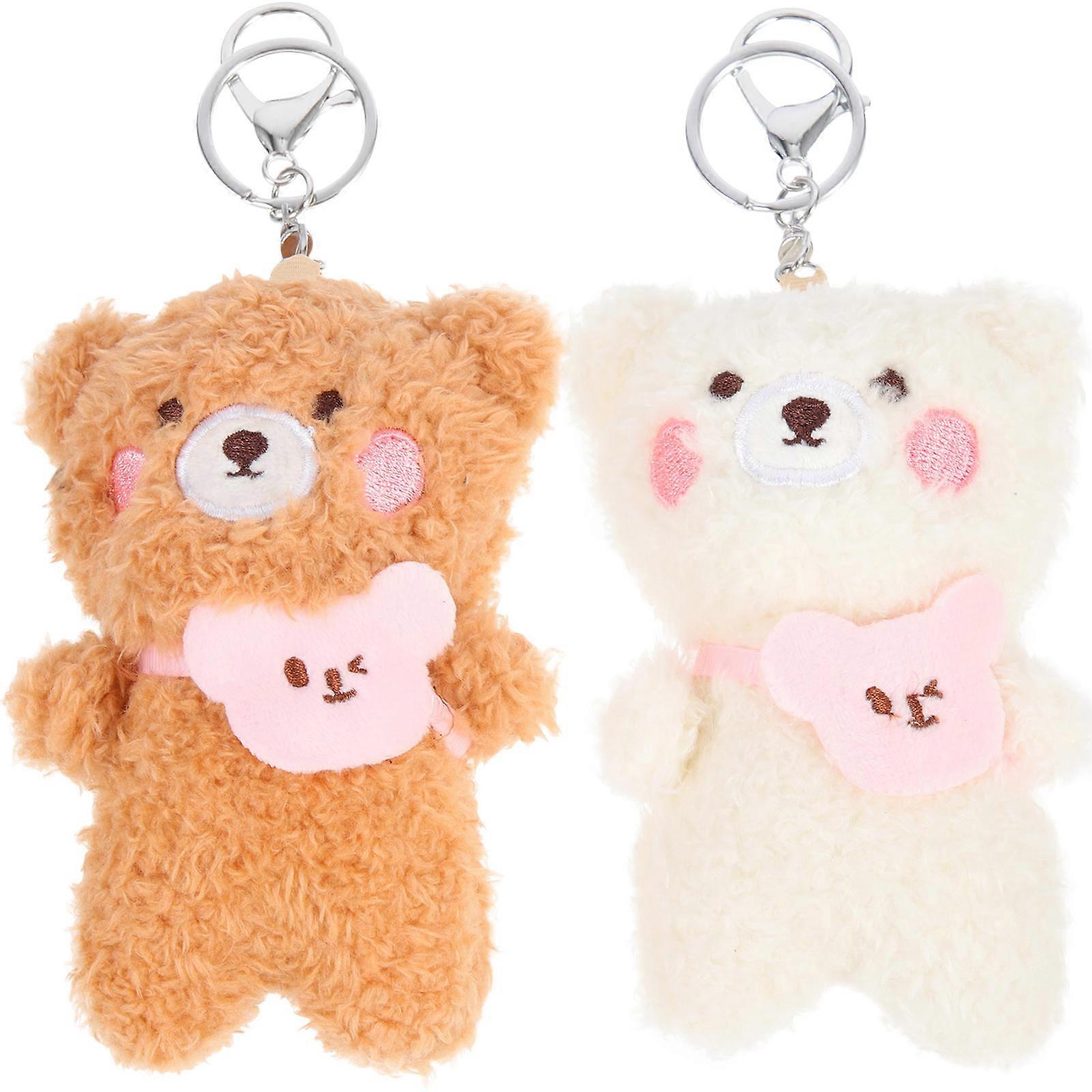 Cute Plush Bear Keychains Kawaii Fluffy Stuffed Animal Bag Pendants Unique Bear Shaped Keyrings for Personal Expression