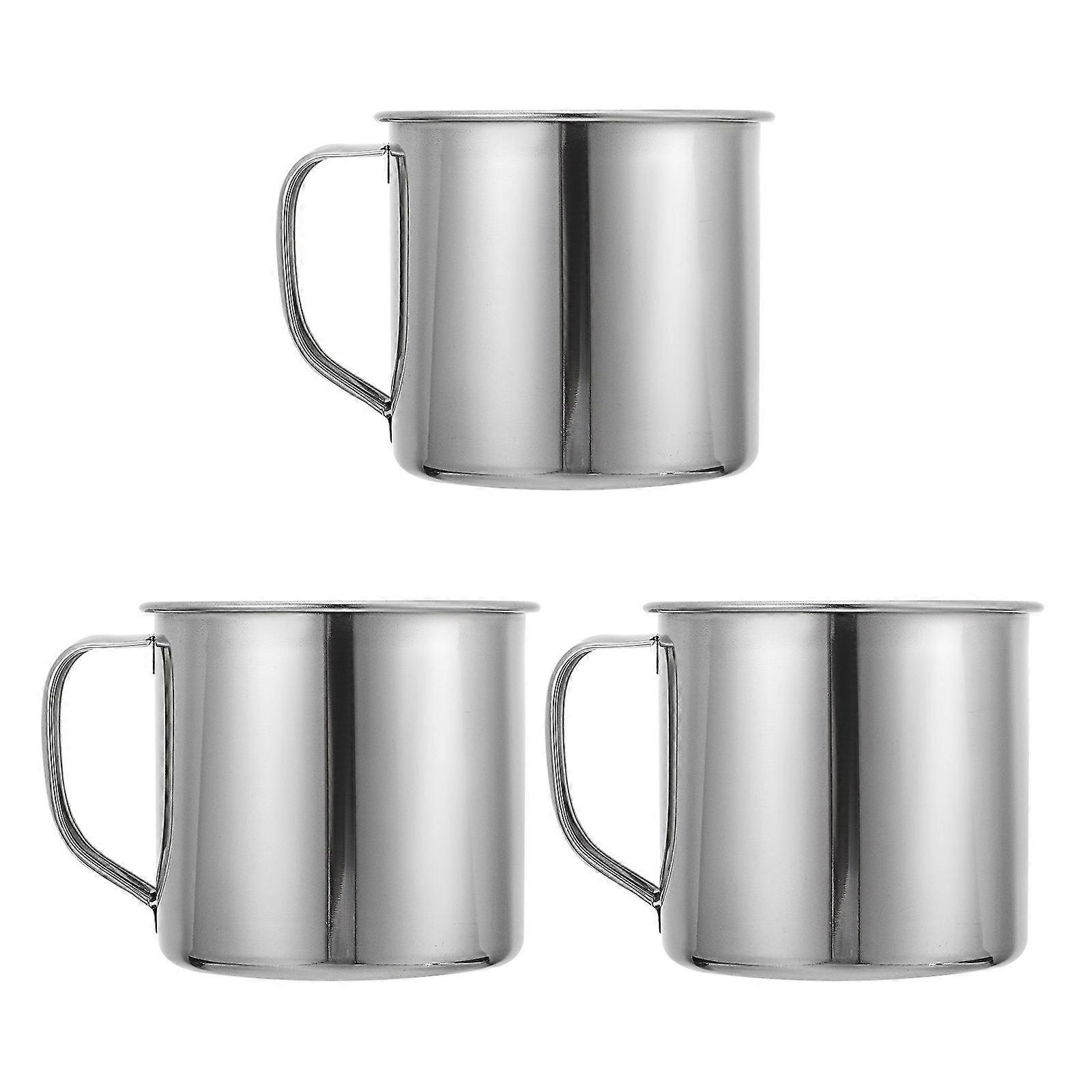 3pcs Stainless Steel Tea Cups with Smooth Surface, Safe and Easy to Clean for Kids' Drinks at Home or Preschool