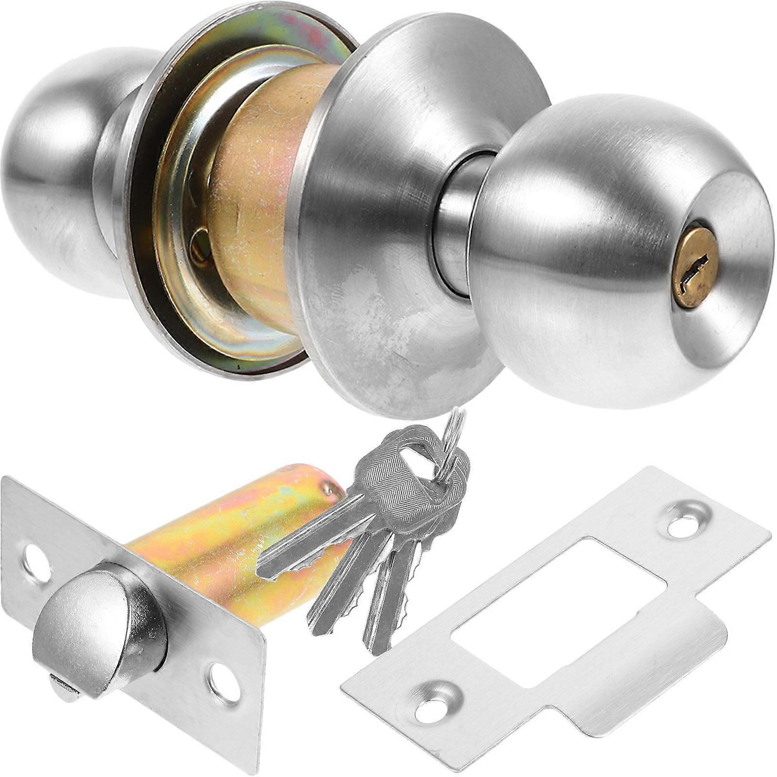 Reliable Spherical Door Knob Lock Set with Key for Bedroom, Bathroom, and Internal Doors – Easy Installation, Smooth Touch, Durable Design