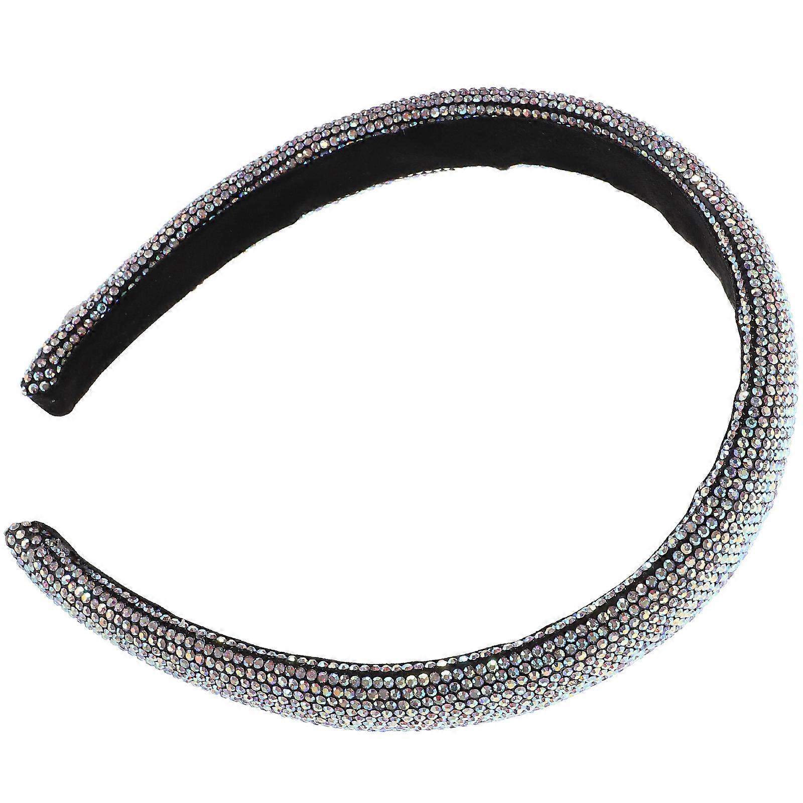 Faixa de cabeça de strass prateada para mulheres Faixa de cabeça decorativa leve design brilhante 1,5 polegadas