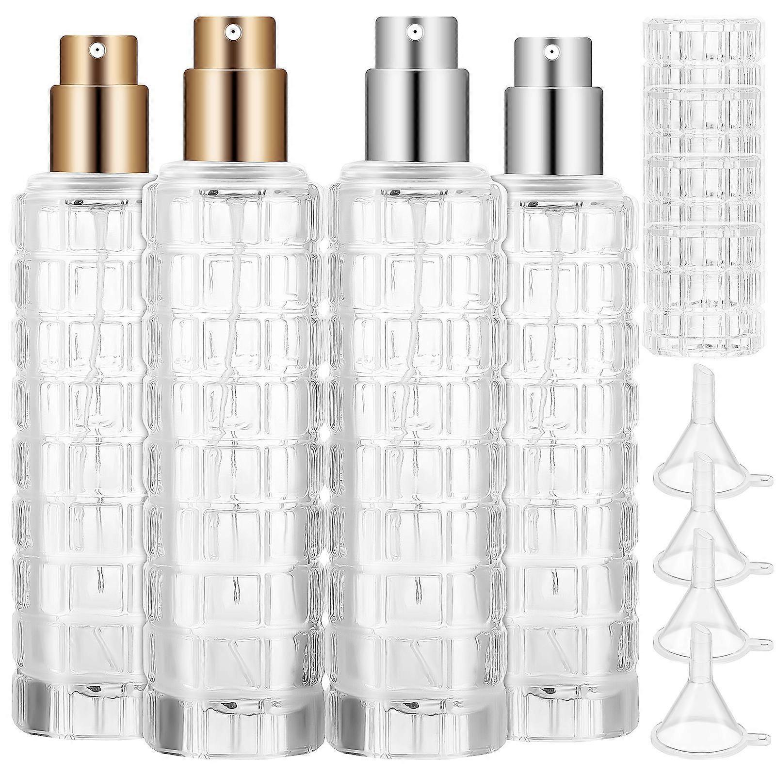 Perfume Travel Atomizer 30Ml Refillable Spray Bottle Stylish Design Compact White Perfume Container 4 Pcs